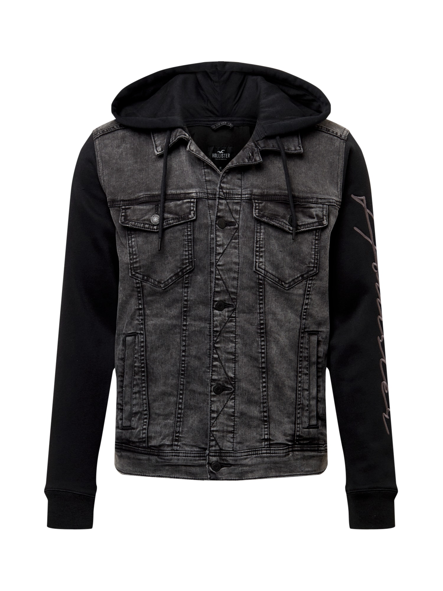 HOLLISTER Prehodna jakna  siv denim / črna