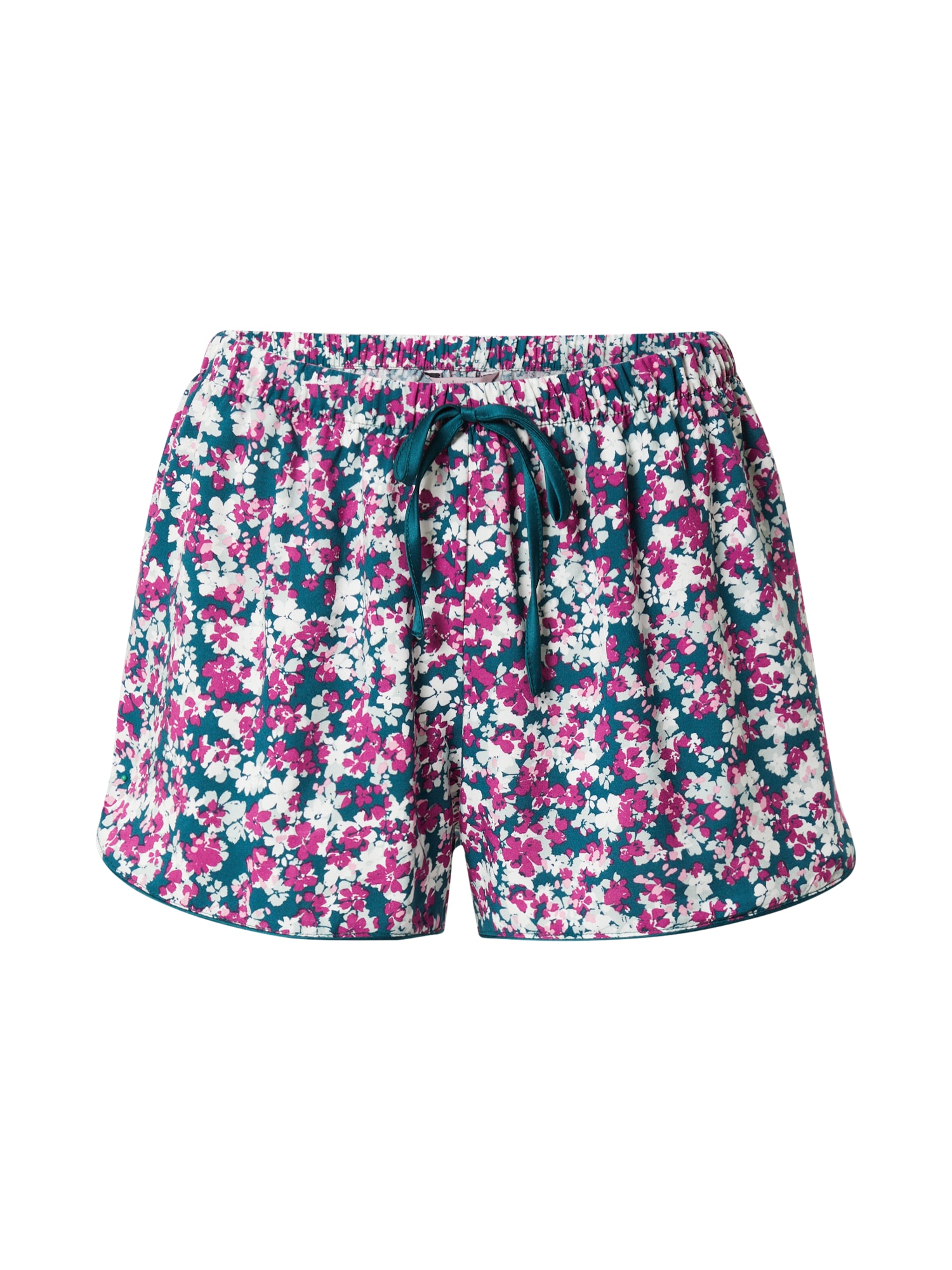 Hunkemöller Spodnji del pižame 'Flowerfield'  petrol / roza / roza / bela