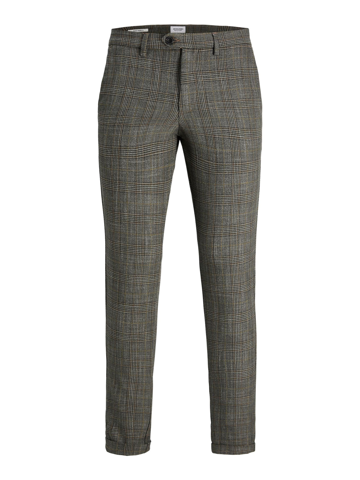 JACK & JONES Hlače 'Marco Connor'  kapučino / temno rjava / rumena / črna