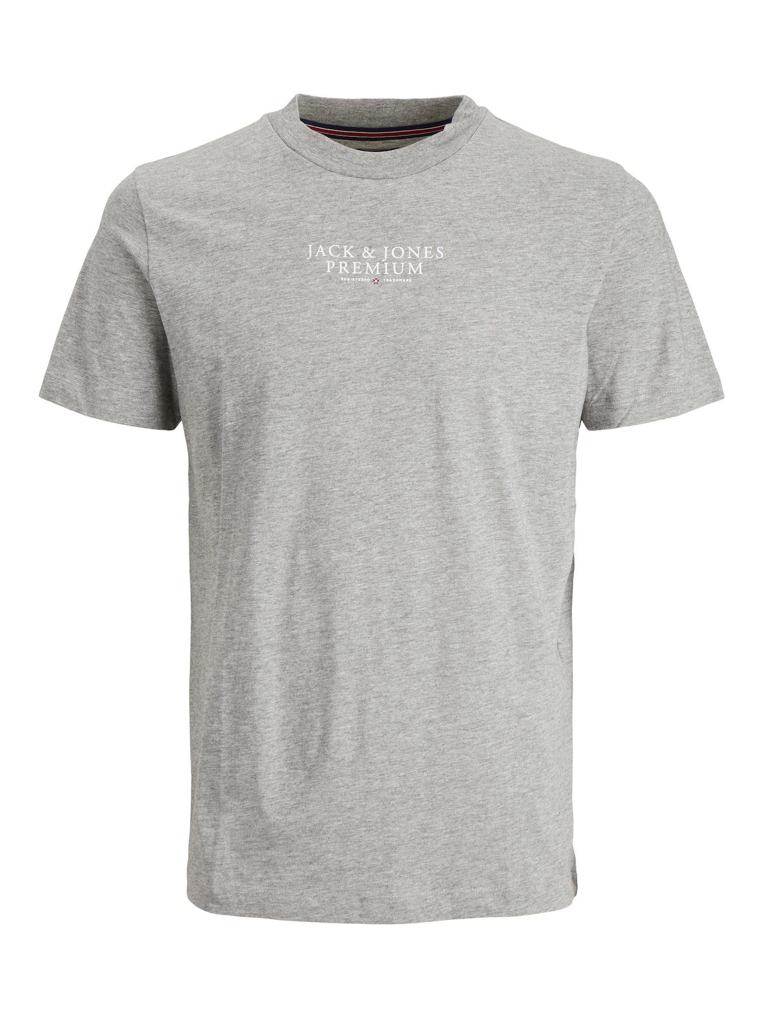 JACK & JONES Majica 'Archie'  pegasto siva / rdeča / bela