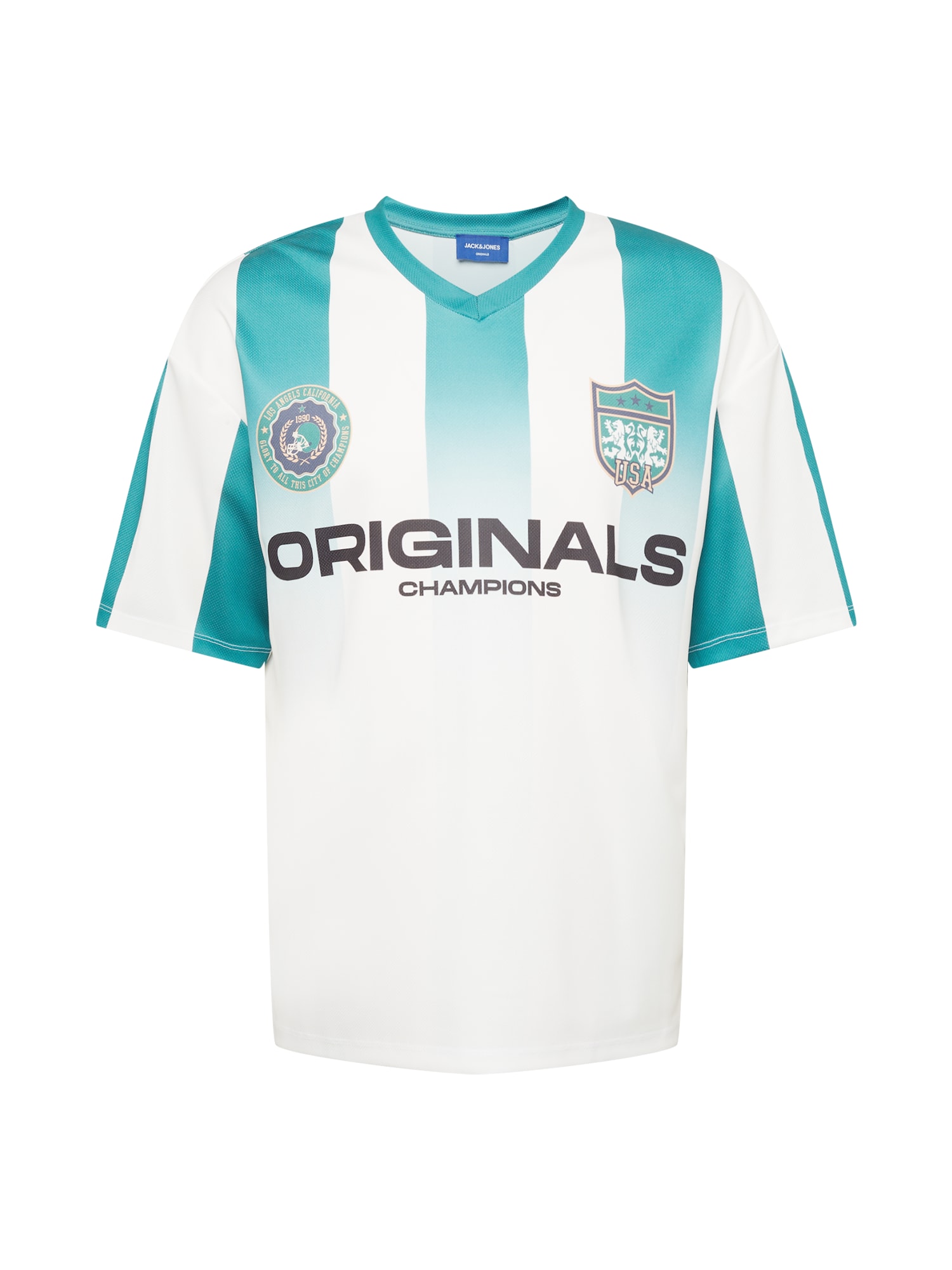JACK & JONES Majica 'CHAMP'  modra / mornarska / pastelno rumena / črna / bela