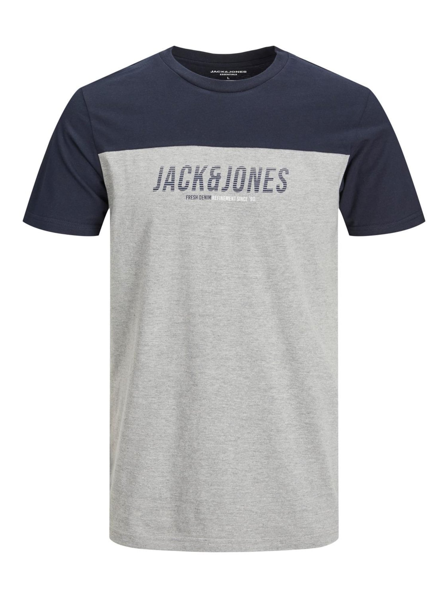 JACK & JONES Majica 'Dan'  mornarska / pegasto siva / bela