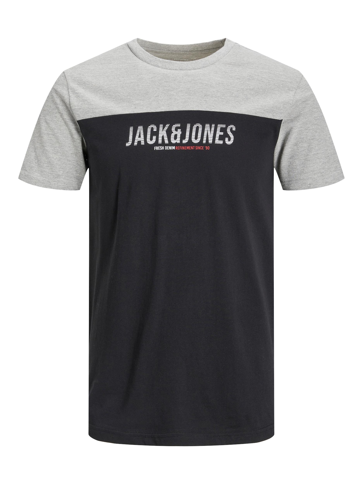JACK & JONES Majica 'Dan'  pegasto siva / rdeča / črna / bela