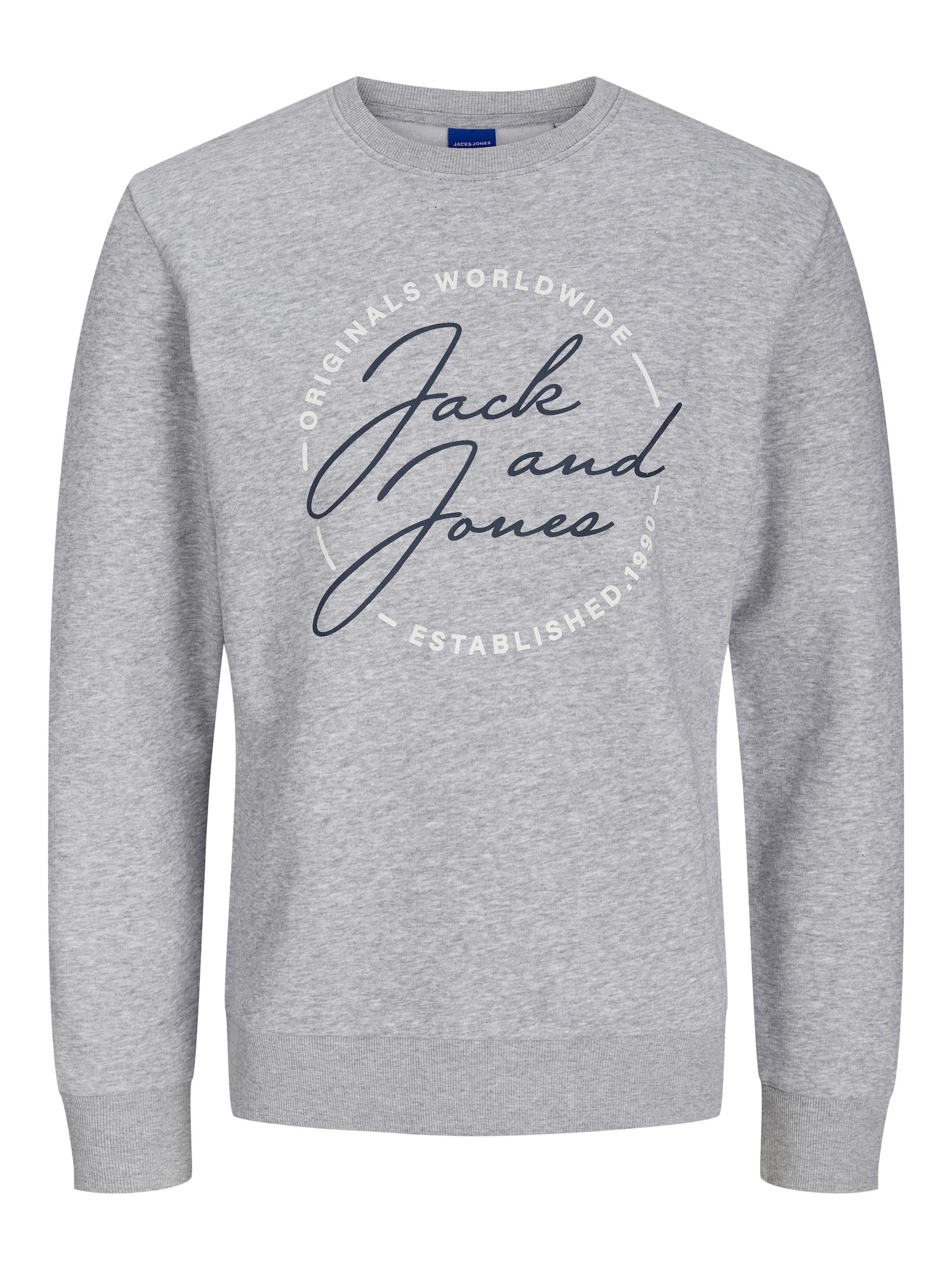 JACK & JONES Majica 'JERRY'  mornarska / svetlo siva / bela