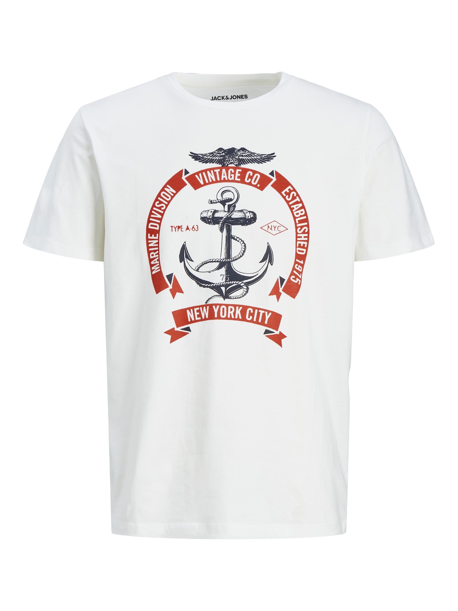 JACK & JONES Majica 'SAILOR'  rdeča / črna / bela