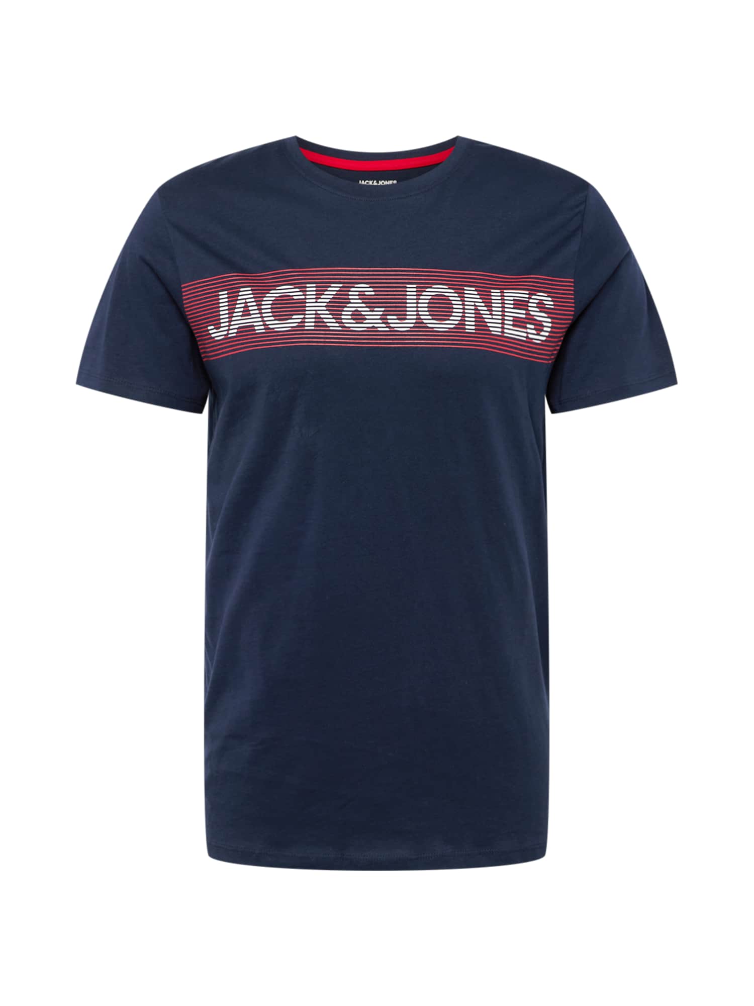 JACK & JONES Majica  mornarska / siva / pastelno rdeča