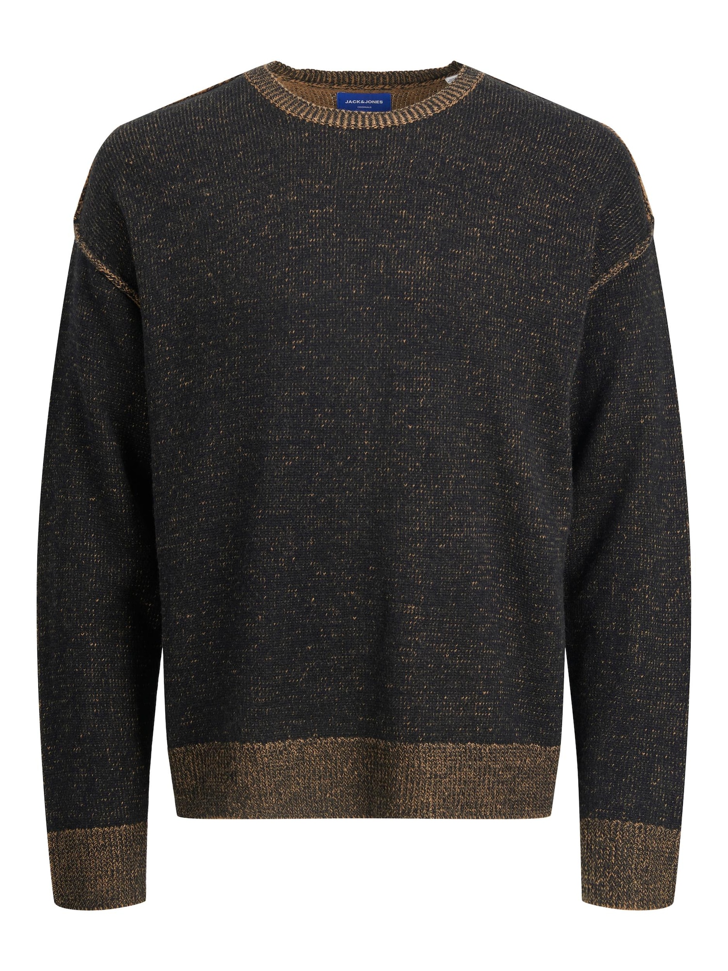 JACK & JONES Pulover 'REDIT'  svetlo rjava / črna