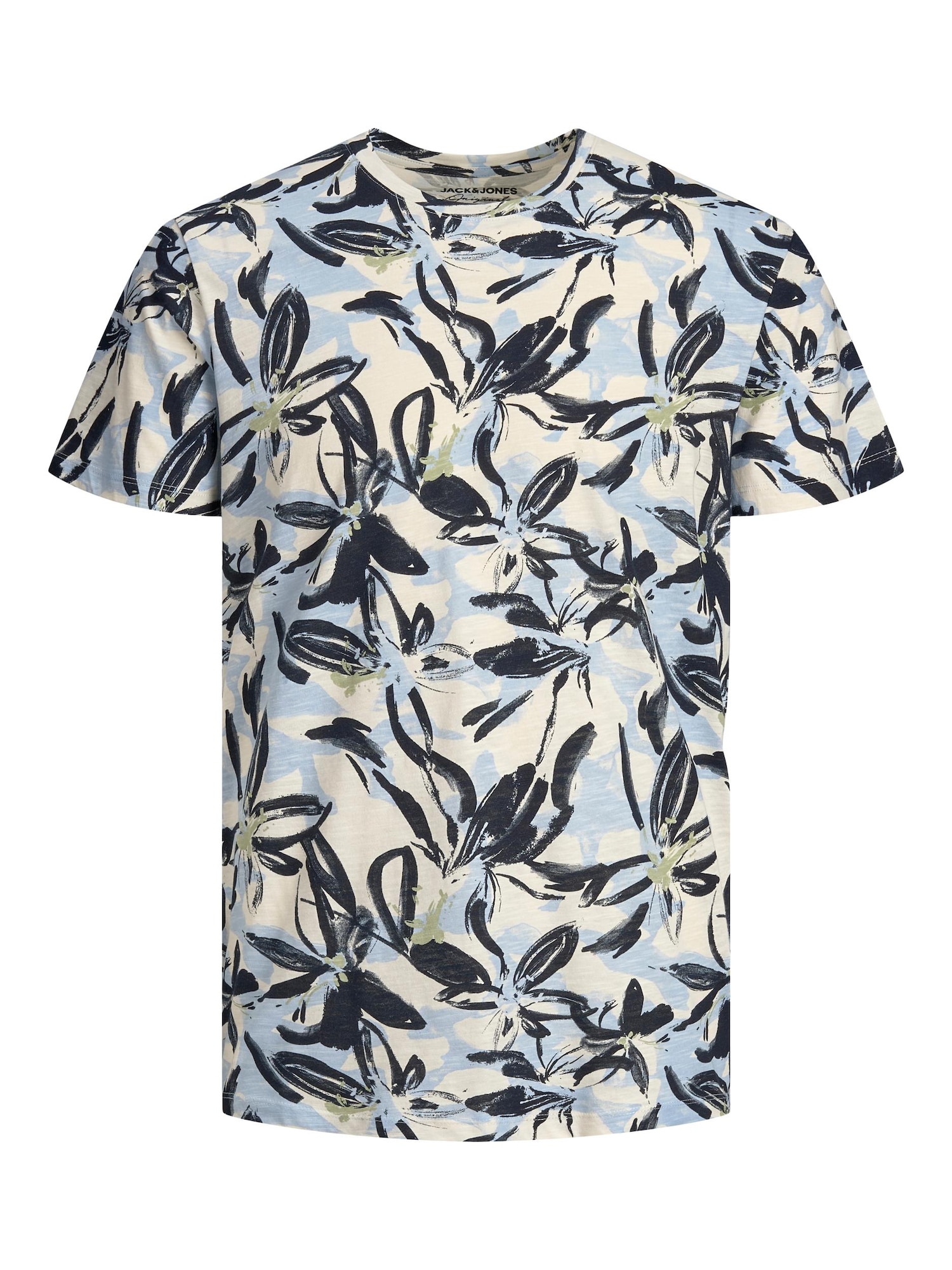 Jack & Jones Junior Majica 'Flower Power'  dimno modra / črna / volneno bela