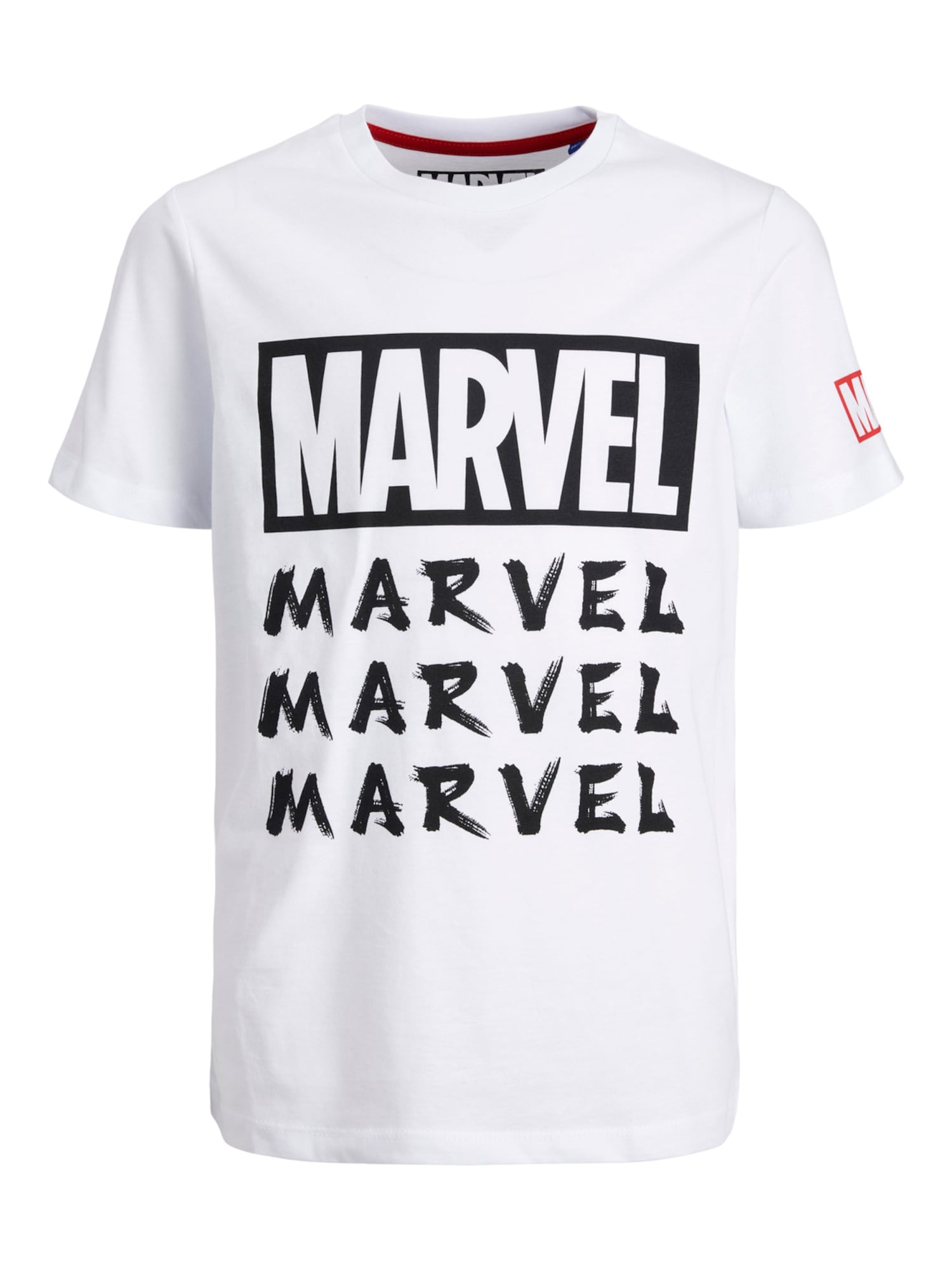 Jack & Jones Junior Majica 'Marvel'  rdeča / črna / bela