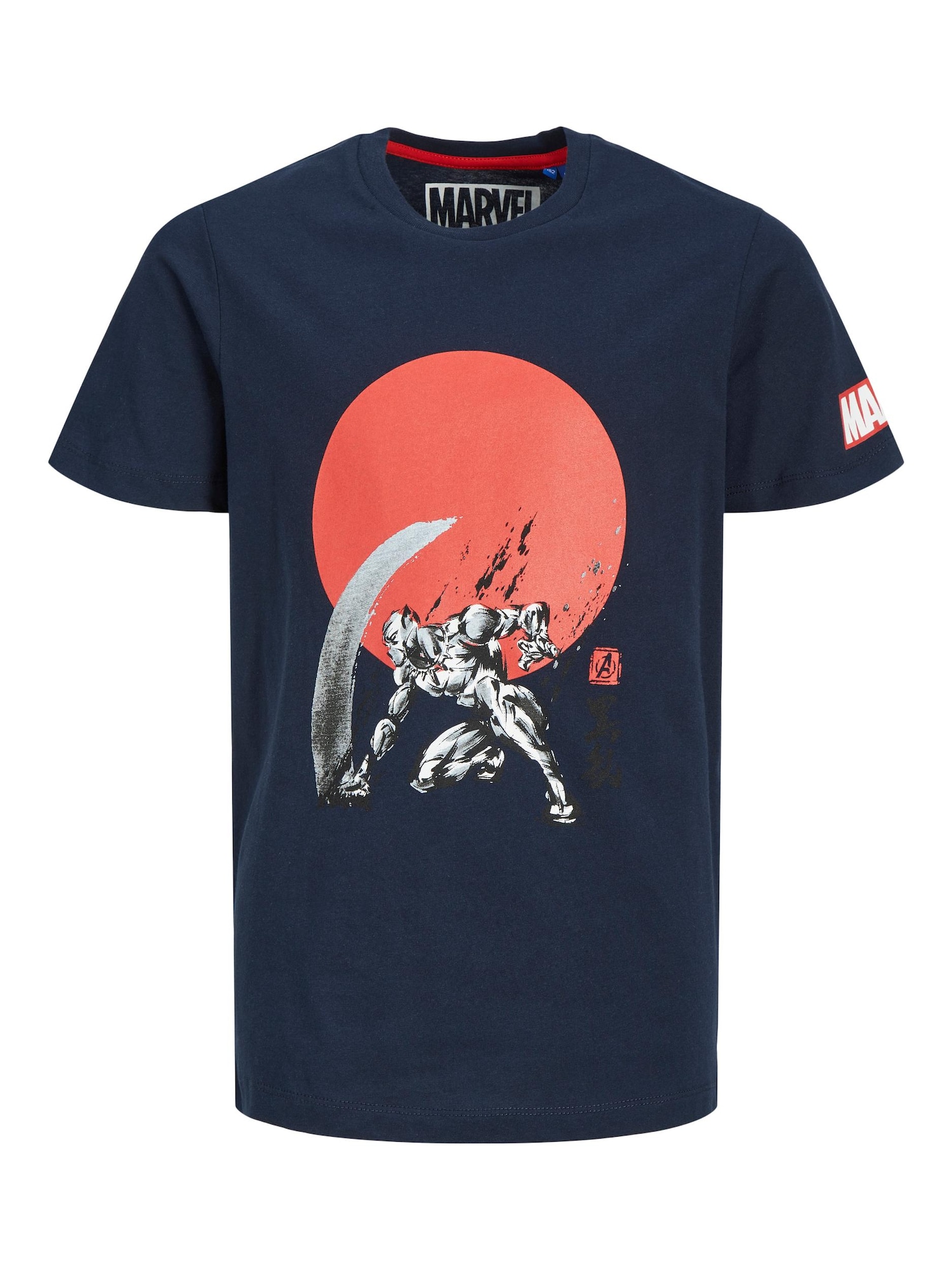 Jack & Jones Junior Majica 'Marvel'  temno modra / siva / oranžna / bela