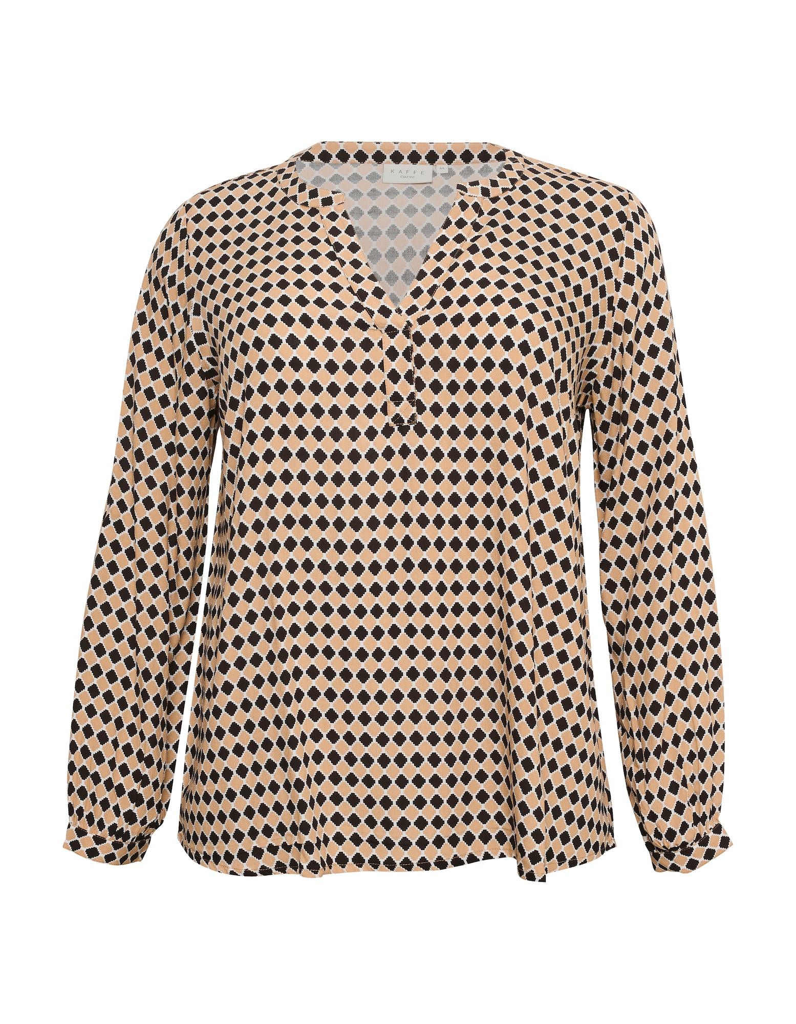KAFFE CURVE Bluza 'Sila'  pesek / črna / bela