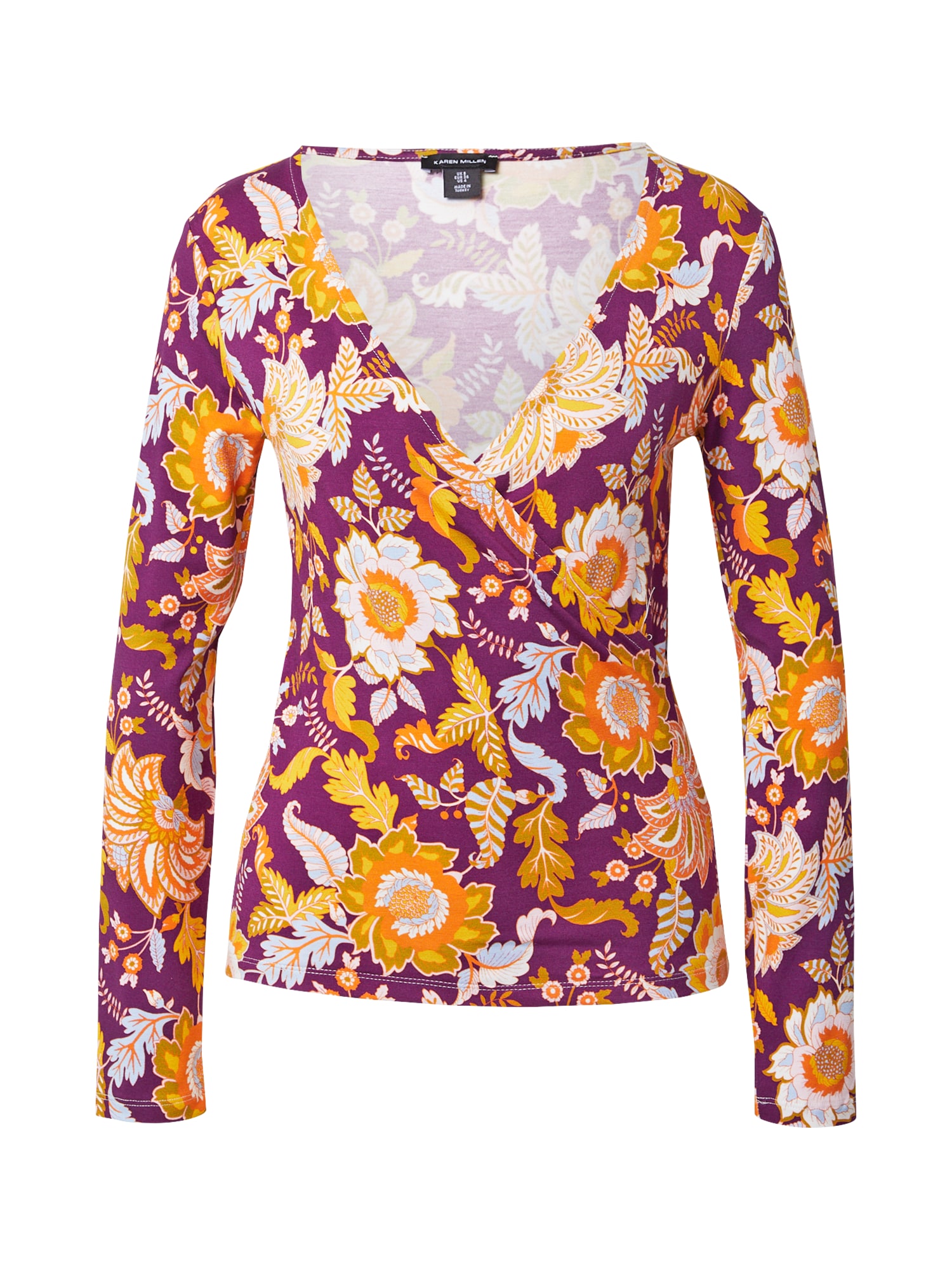 Karen Millen Majica 'Batik'  svetlo modra / temno rumena / jagoda / temno oranžna / bela