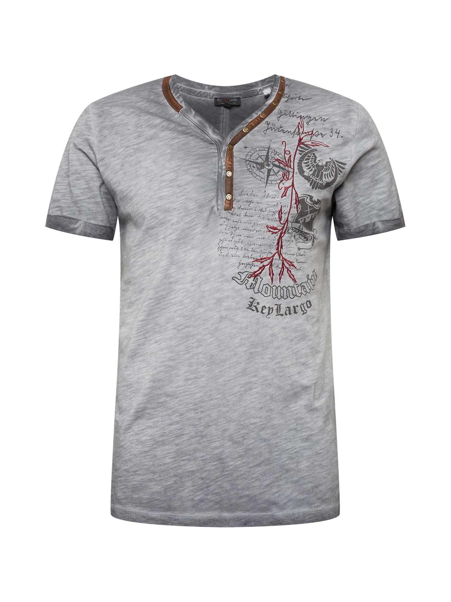 Key Largo Majica 'WEATHER'  rjava / siva / antracit / bordo