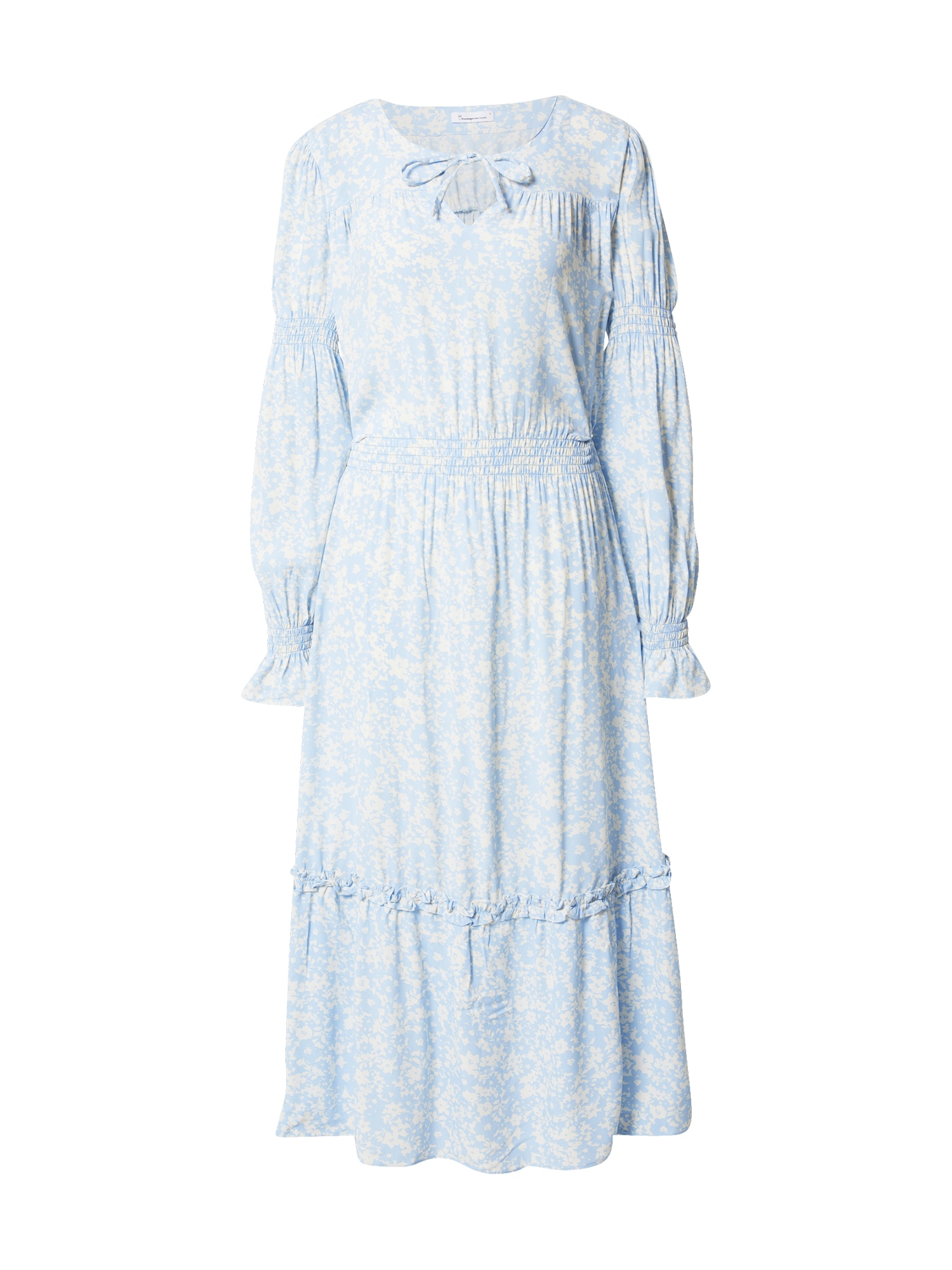 KnowledgeCotton Apparel Dolga srajca 'FLEUR'  modra / bela