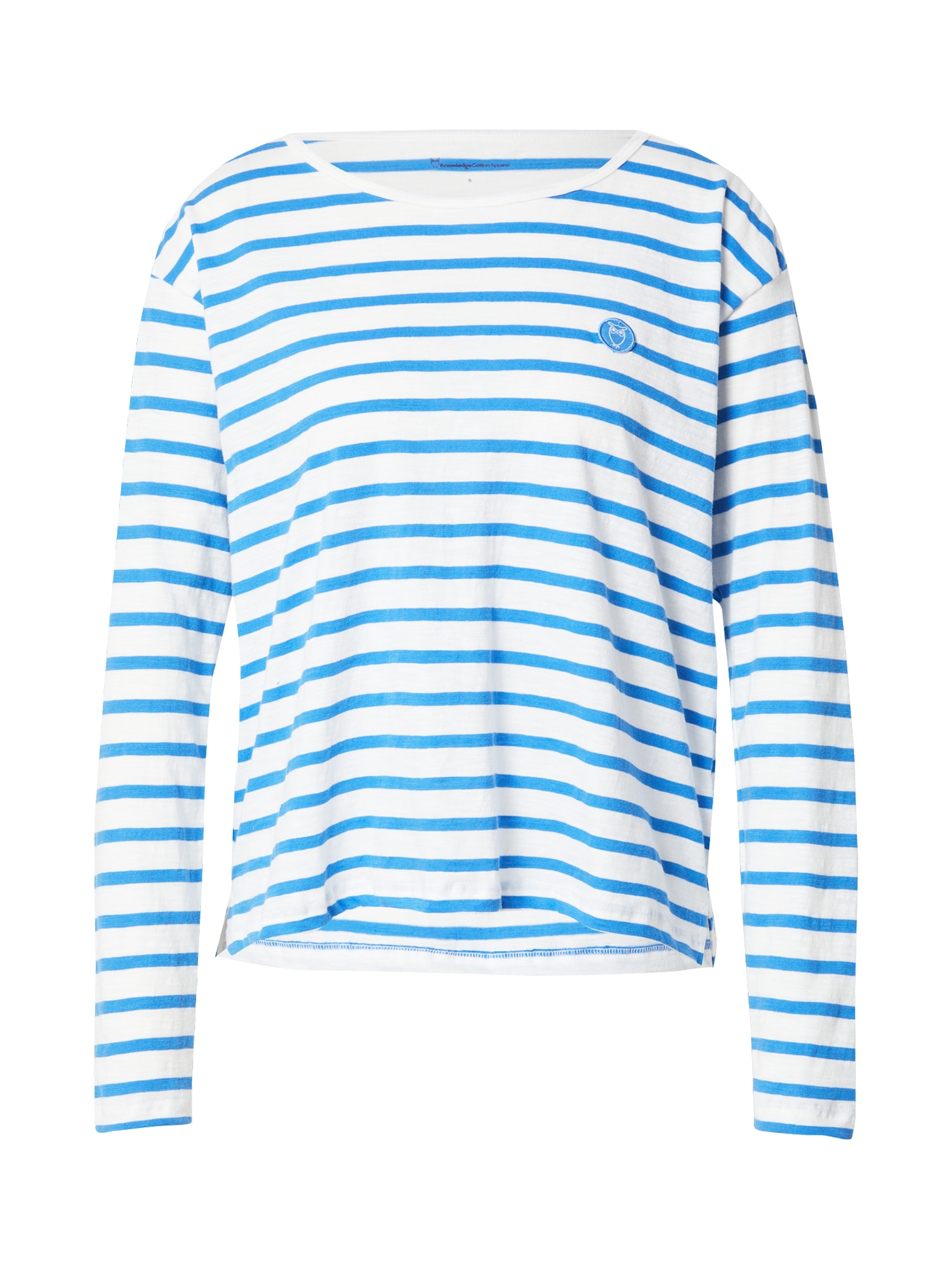 KnowledgeCotton Apparel Majica  nebeško modra / bela