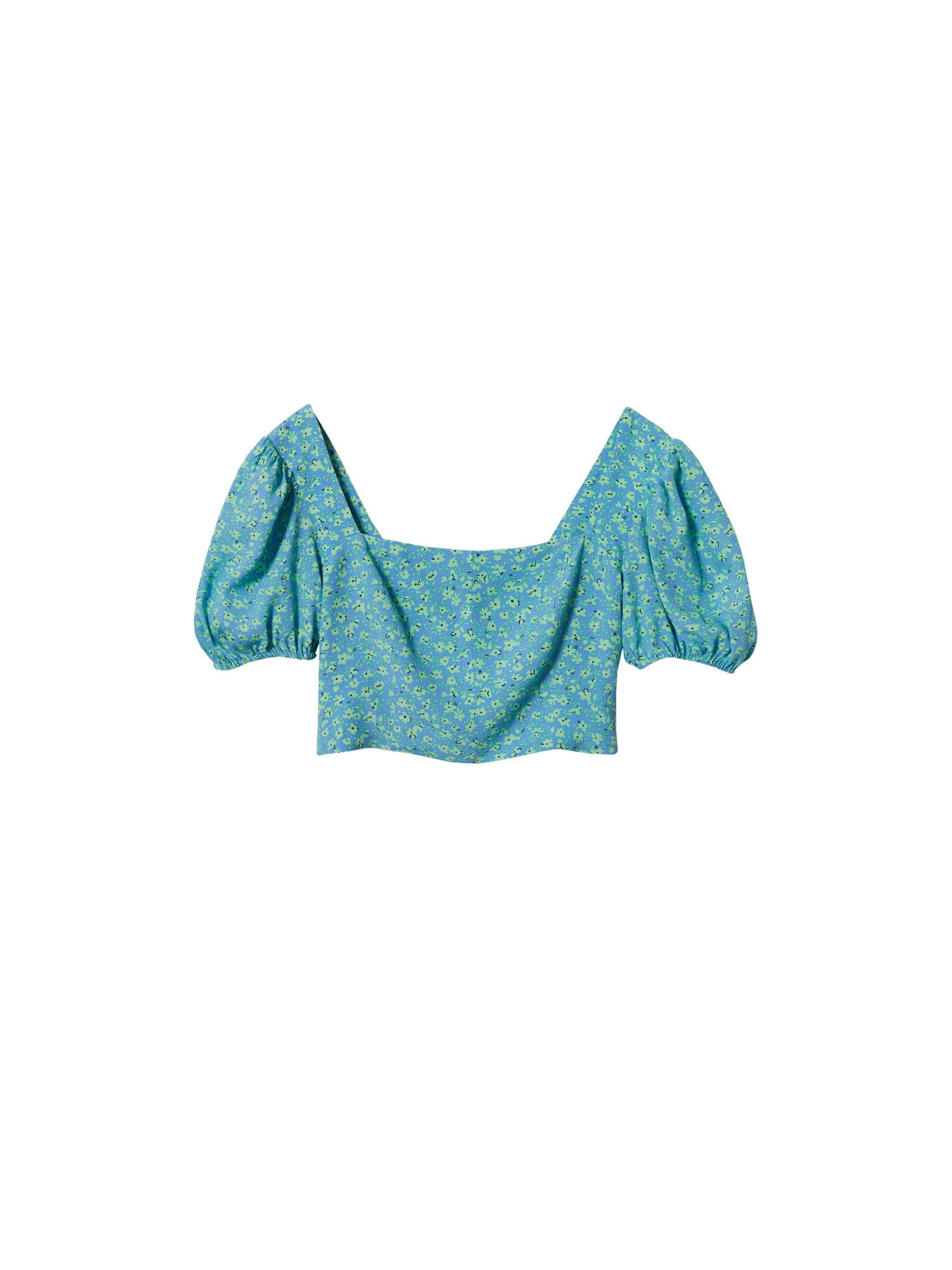 MANGO Bluza 'DAISY'  modra / svetlo zelena / črna