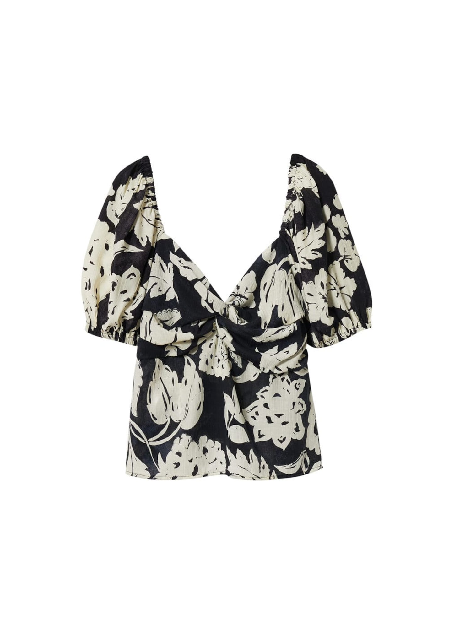 MANGO Bluza  kremna / črna