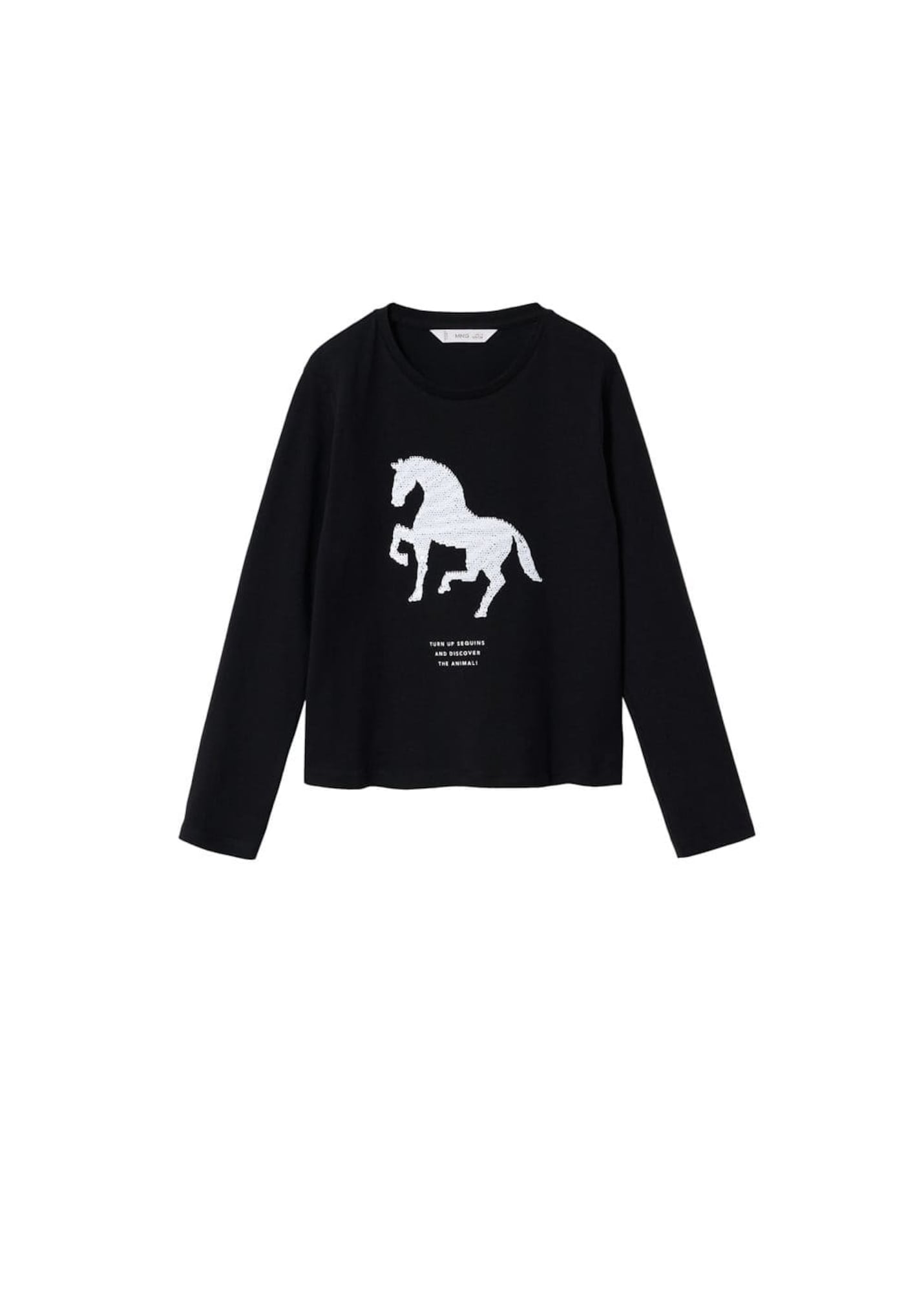 MANGO KIDS Majica 'Animals'  črna / bela