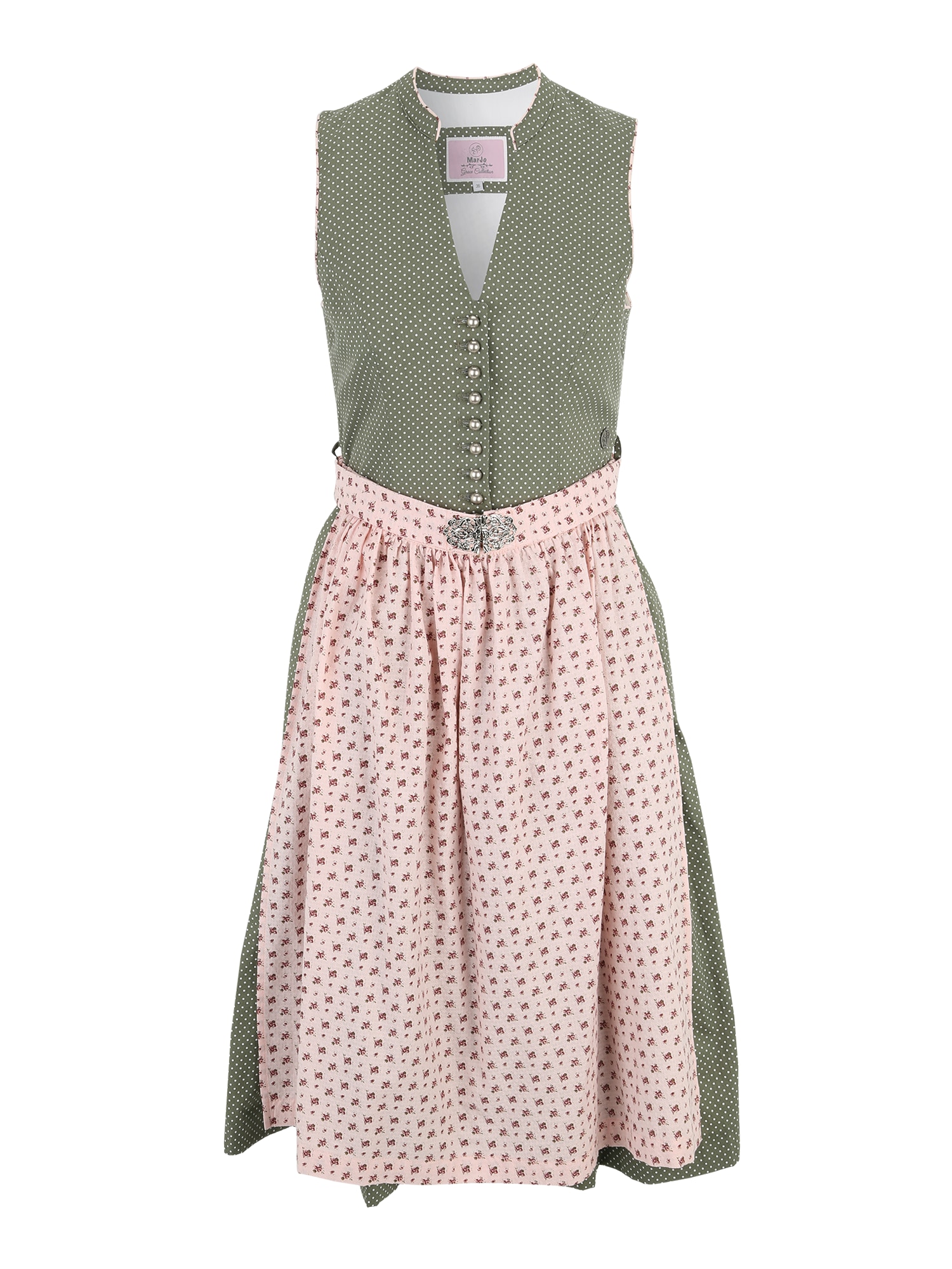 MARJO Dirndl 'Aminata'  zelena / roza / bela