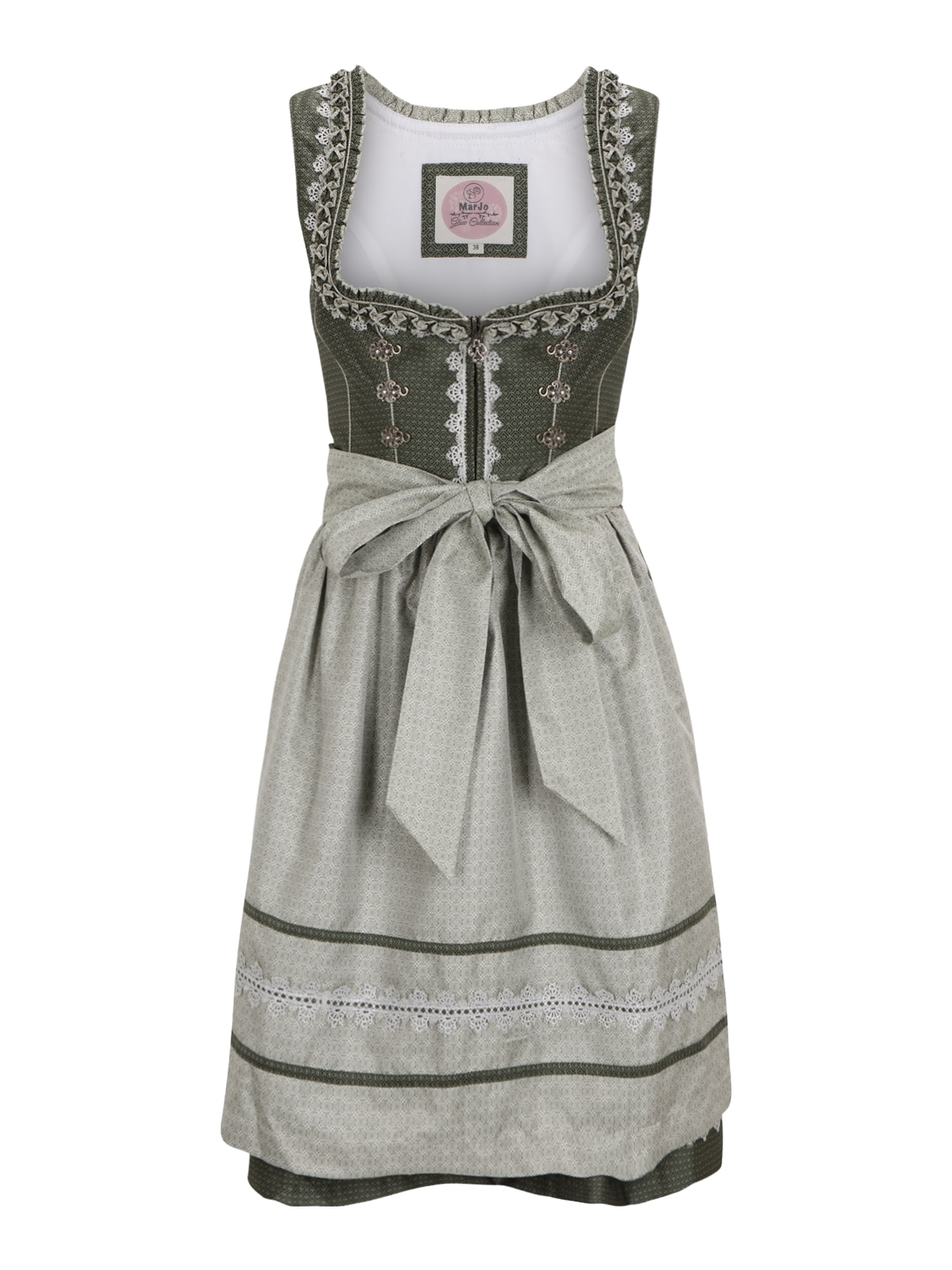 MARJO Dirndl 'Christine'  pastelno zelena / temno zelena