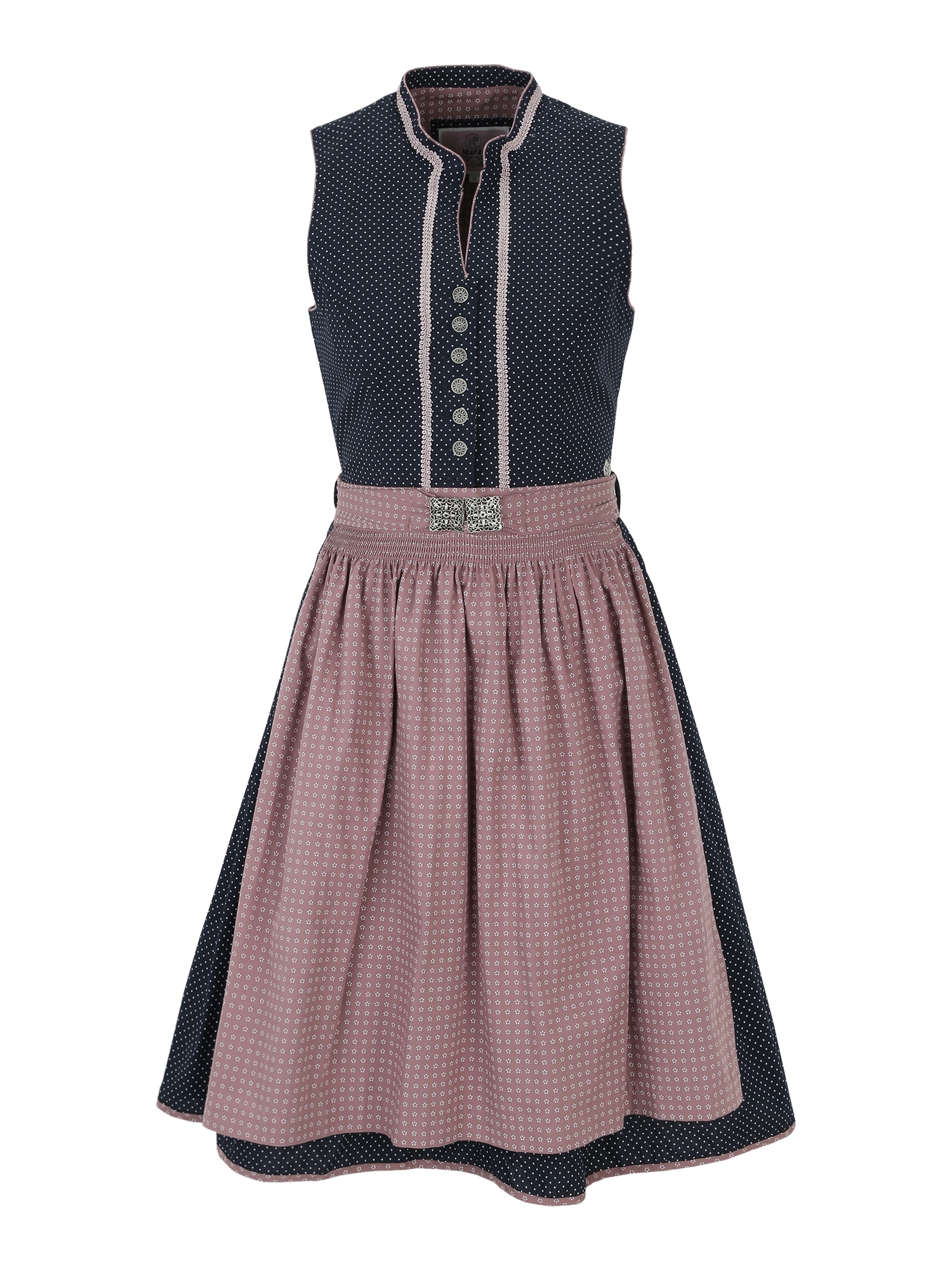 MARJO Dirndl 'Esmeralda'  nočno modra / temno siva / bela