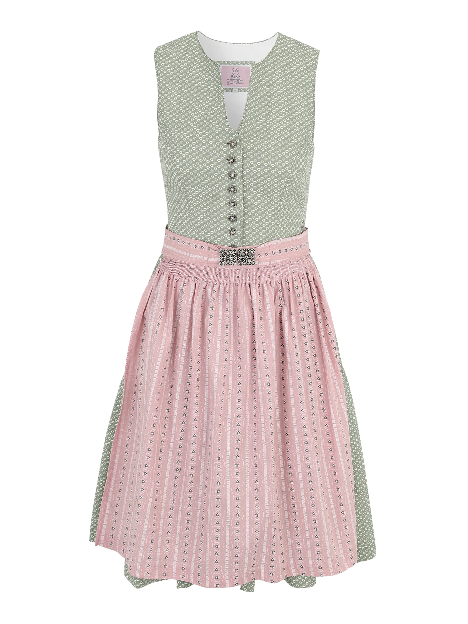 MARJO Dirndl 'Selene'  meta / roza / črna / bela