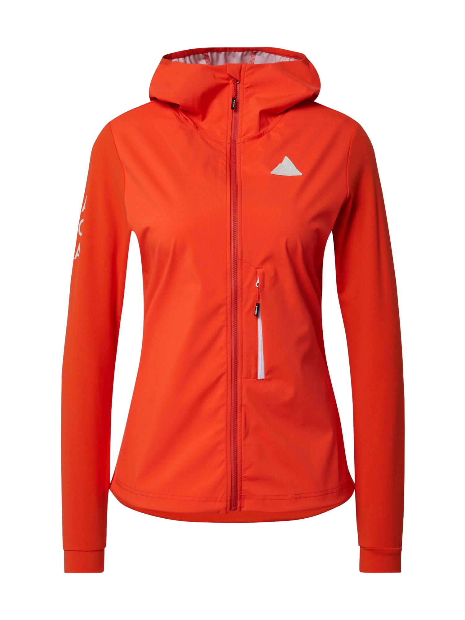 Maloja Športna jakna 'Sennes'  svetlo siva / oranžno rdeča