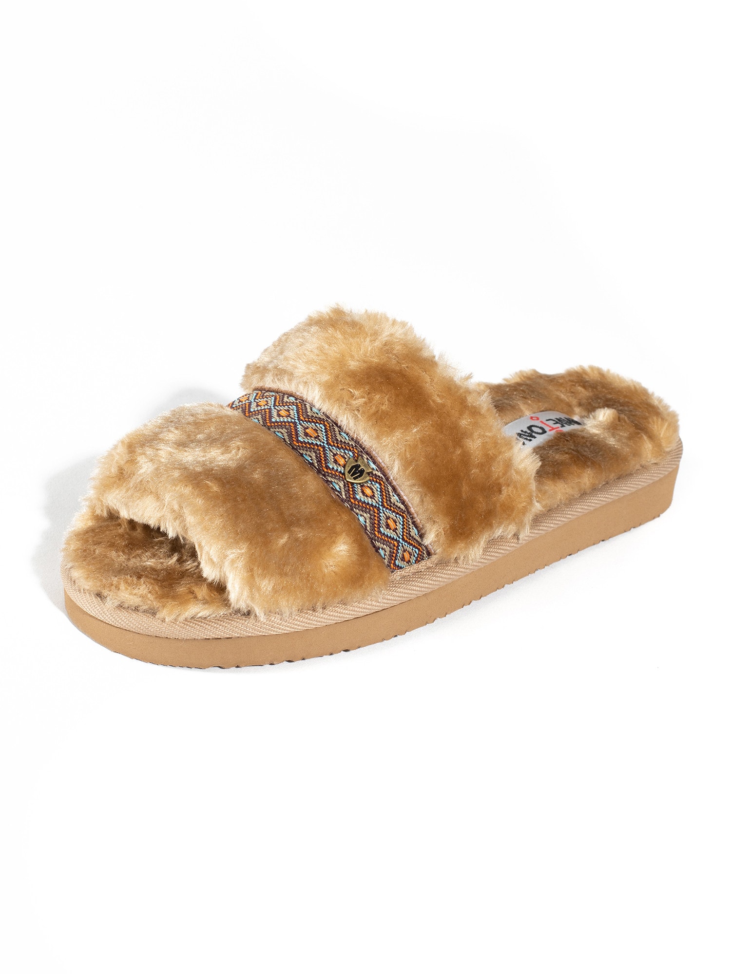 Minnetonka Nizki natikači 'London'  kamela / modra / rjava / oranžna