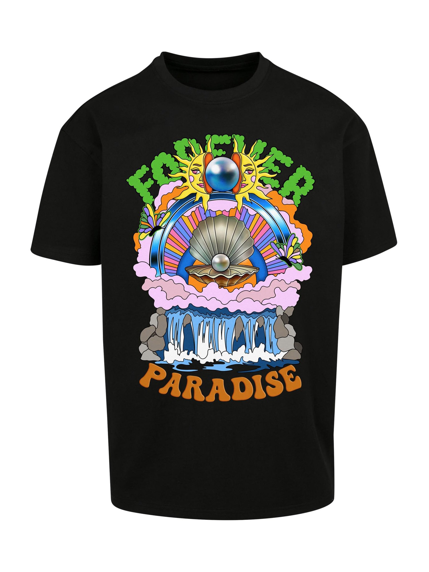 Mister Tee Majica 'Paradise'  zelena / oranžna / roza / črna