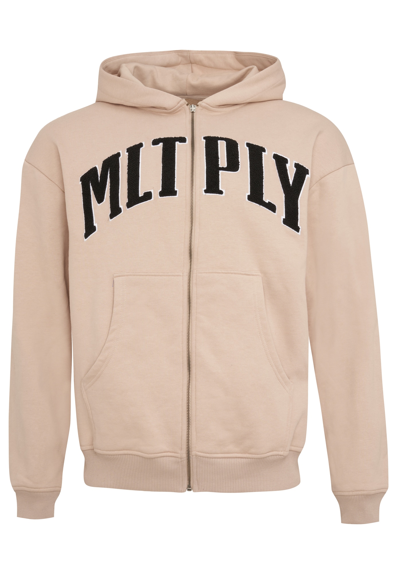 Multiply Apparel Jopa na zadrgo 'Embroidery'  svetlo bež / črna / bela