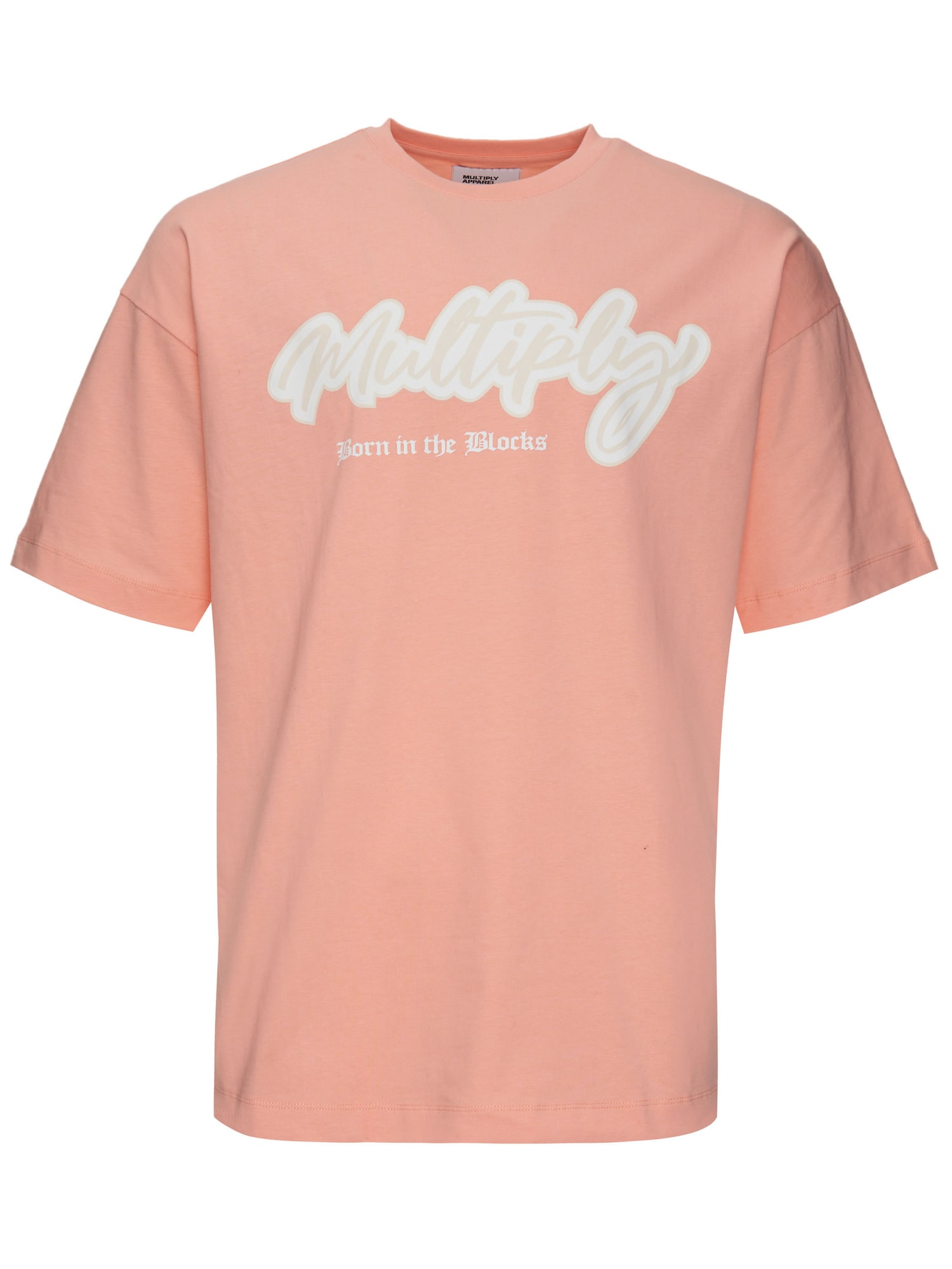 Multiply Apparel Majica  svetlo bež / marelica / bela