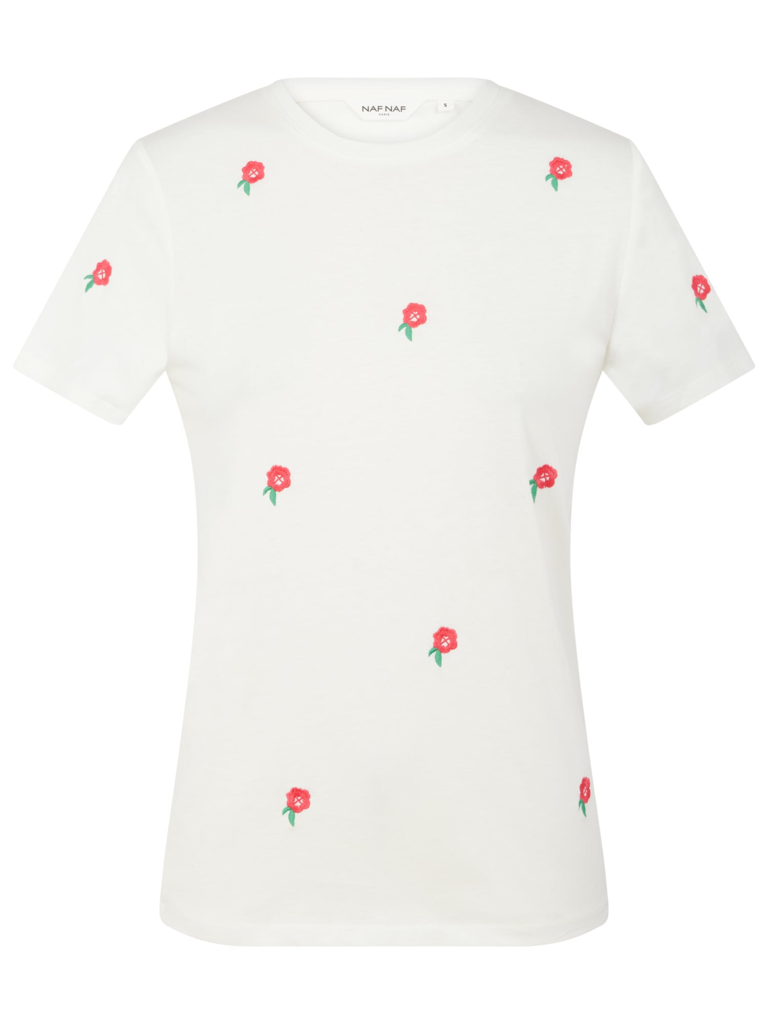 NAF NAF Majica ' Rejina Fleurs '  rdeča / bela