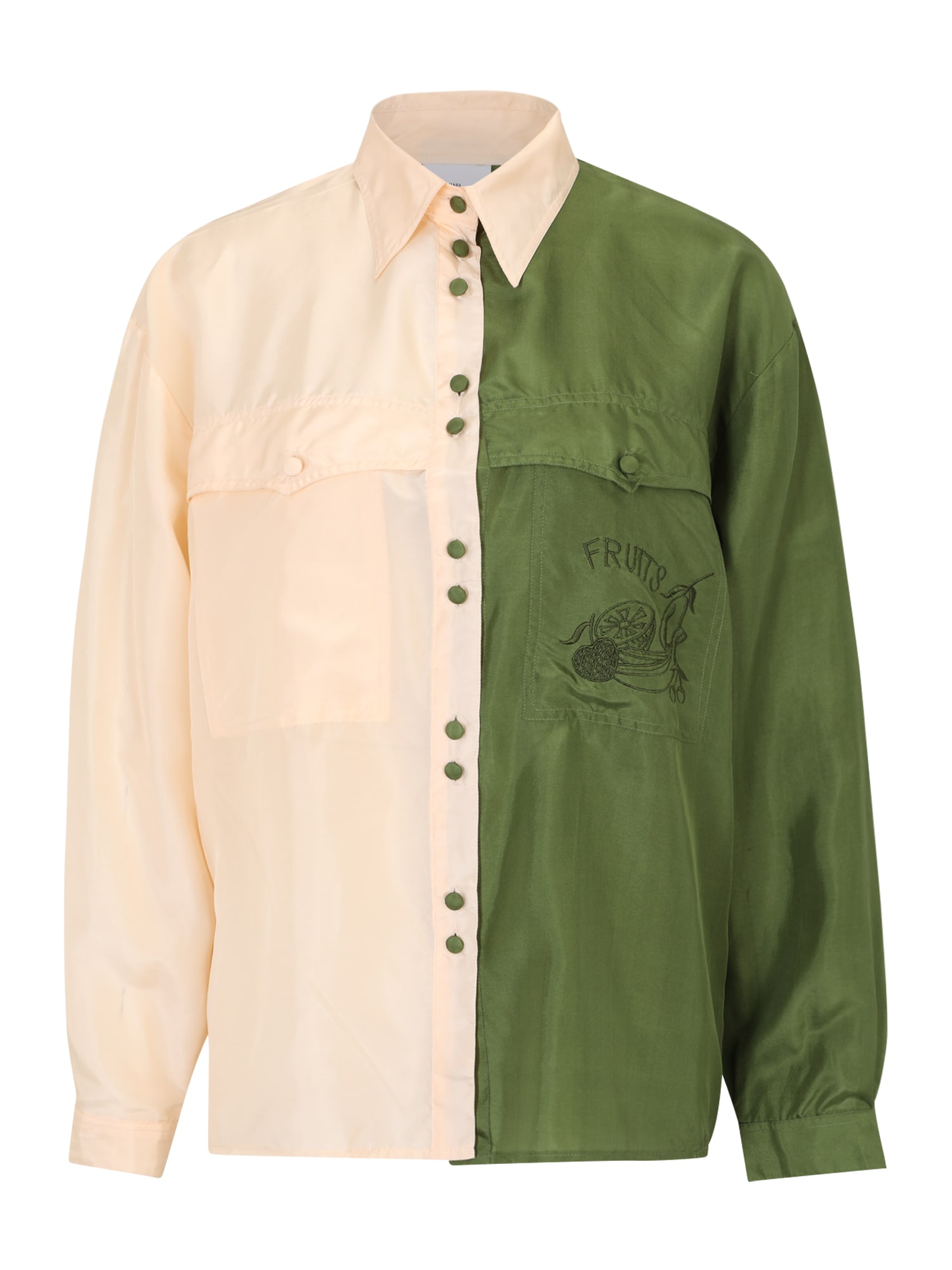 NONOI Studio Bluza 'Colorblocking'  bež / oliva