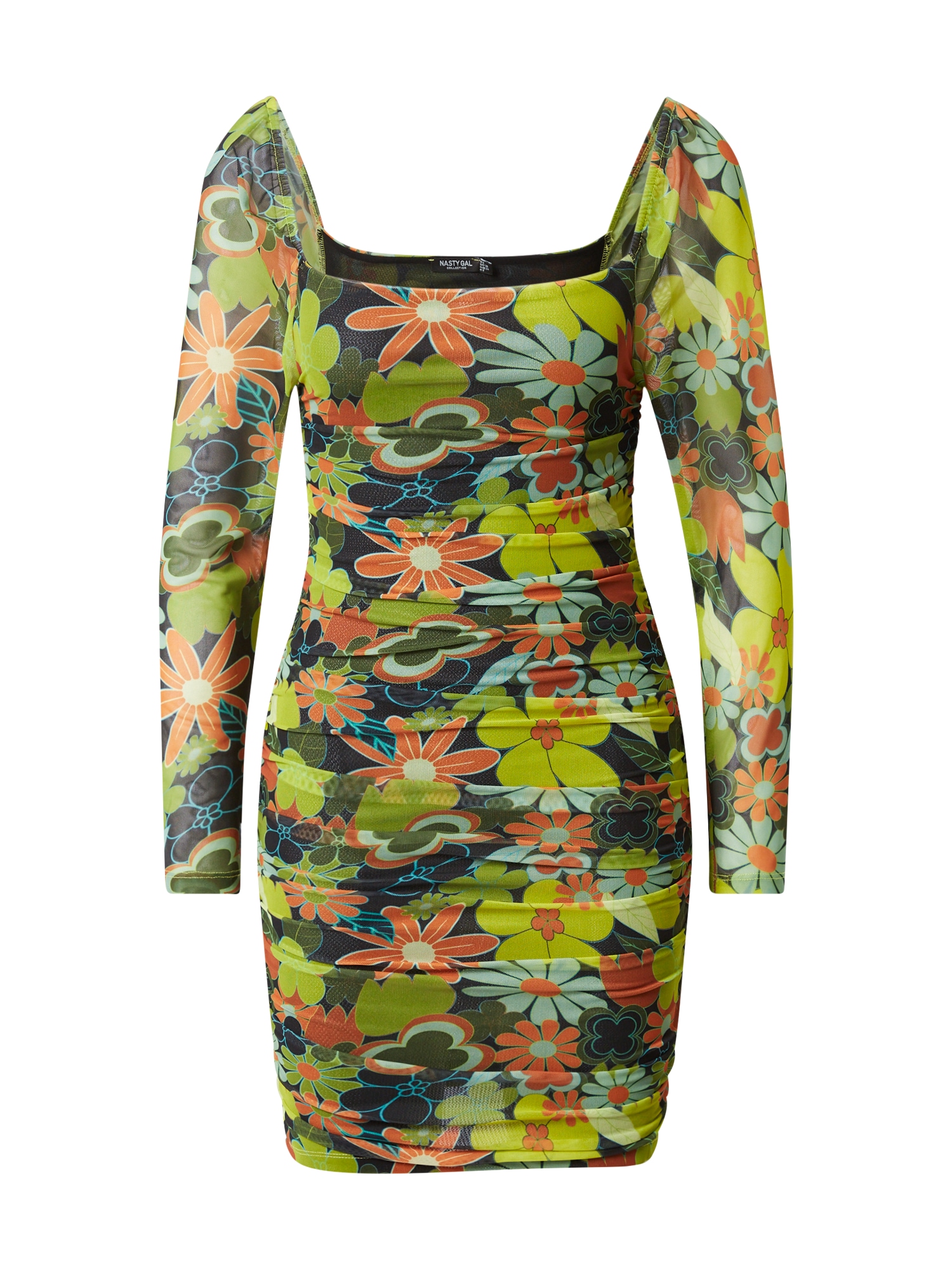 Nasty Gal Obleka  oliva / meta / temno zelena / temno oranžna / črna