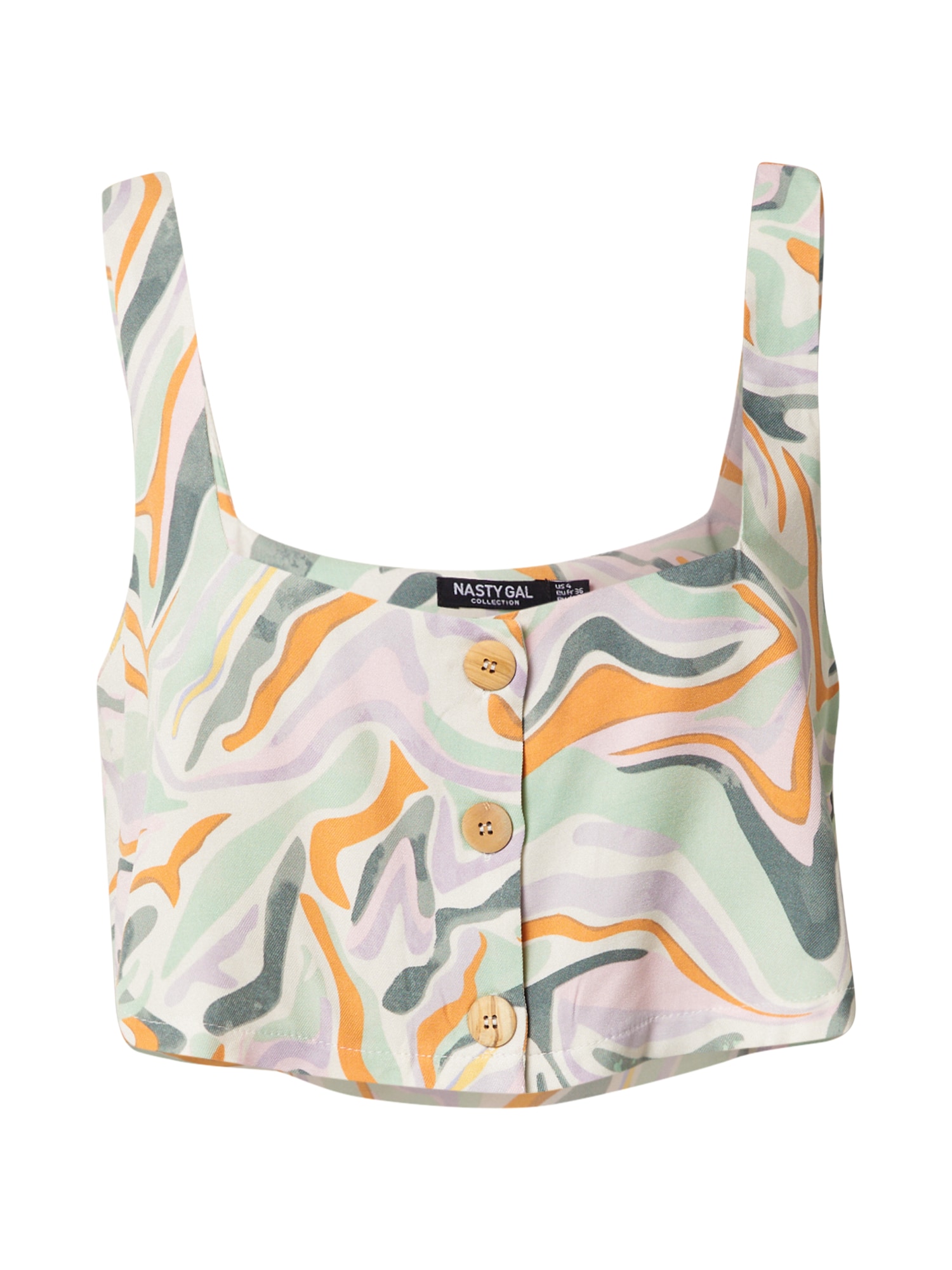 Nasty Gal Top  meta / temno zelena / pastelno lila / oranžna / bela