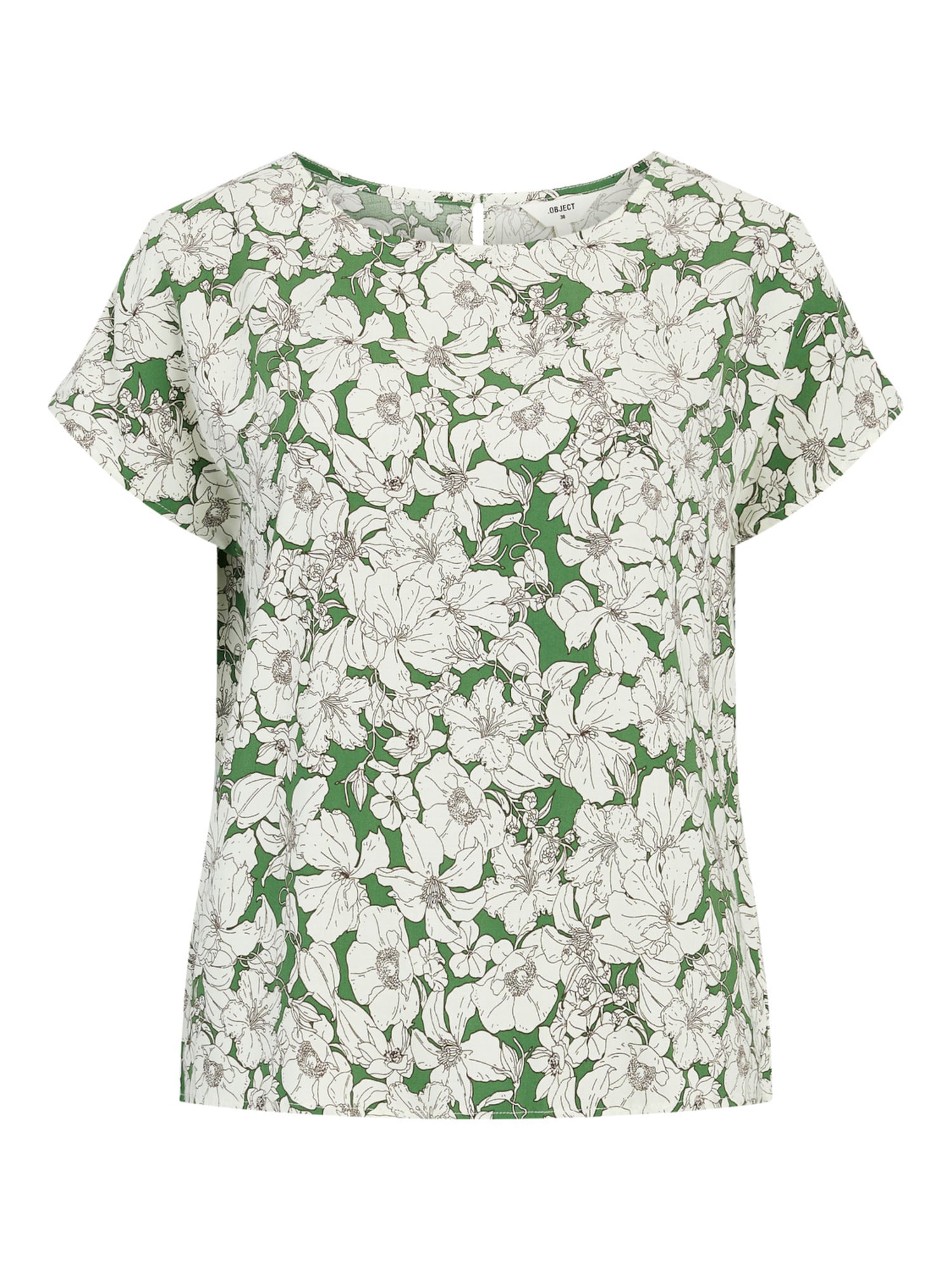 OBJECT Bluza 'Victoria'  rjava / travnato zelena / bela