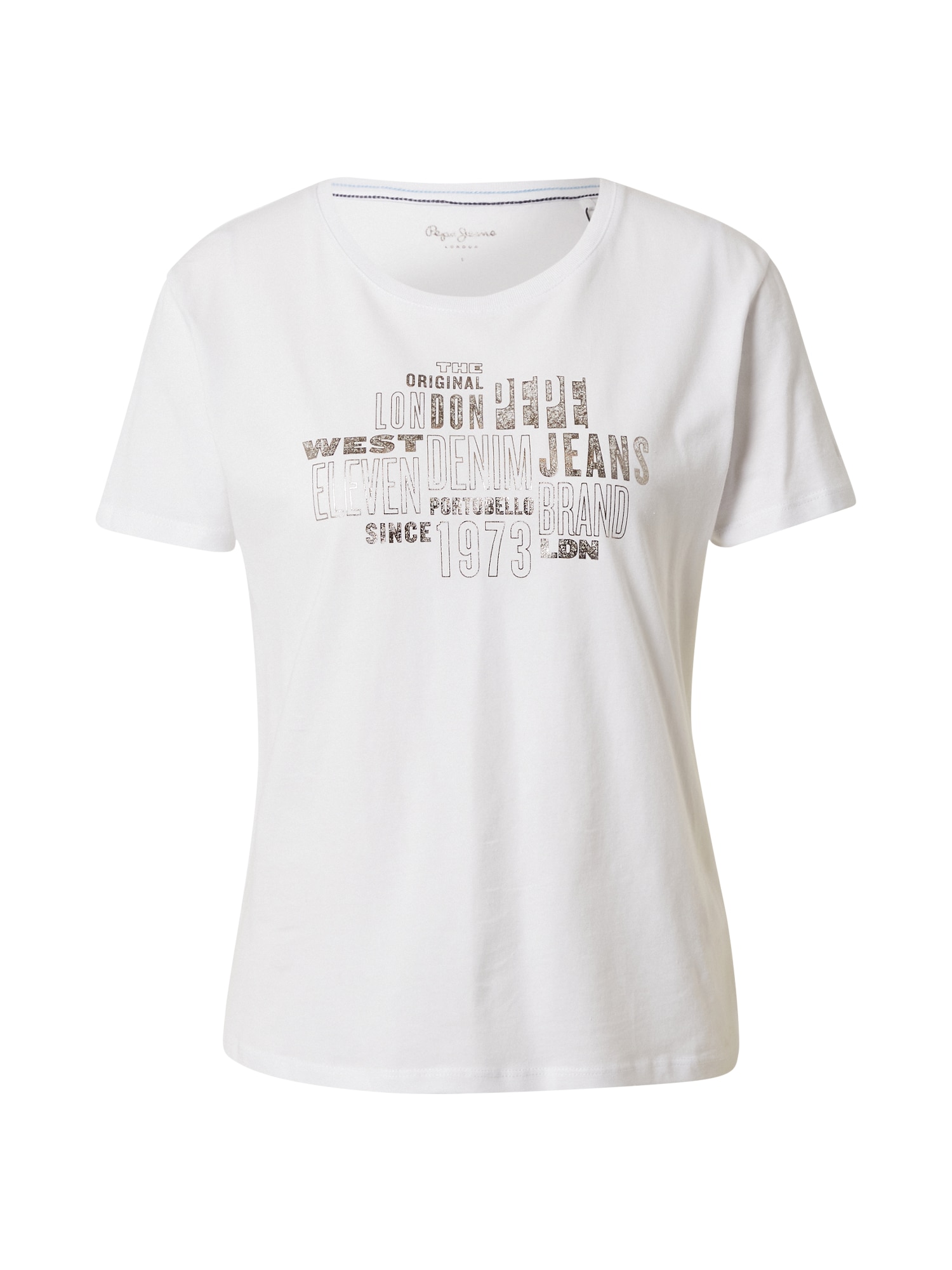 Pepe Jeans Majica 'PIPER'  črna / srebrna / bela
