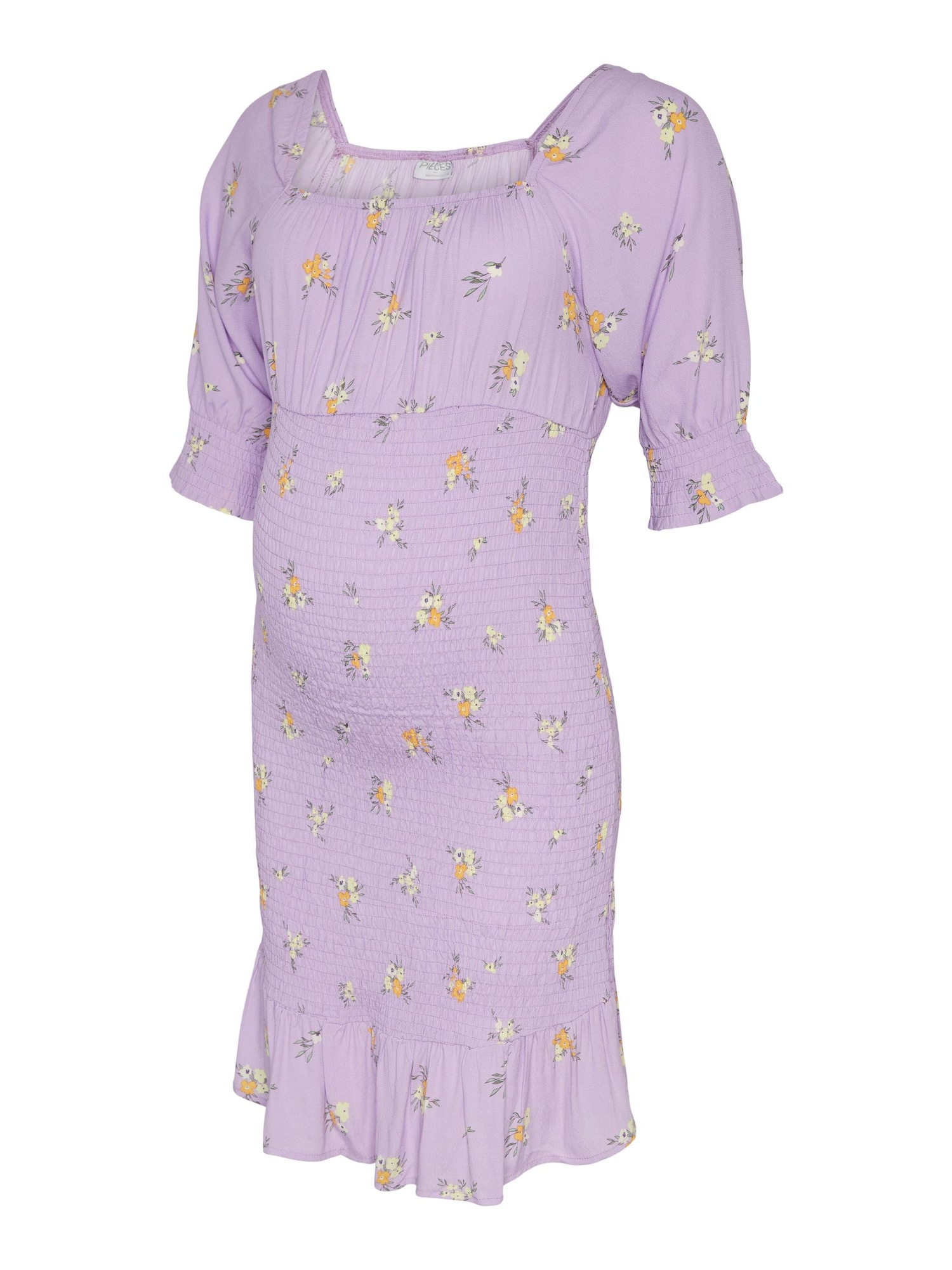 Pieces Maternity Obleka 'Viva'  pastelno rumena / zelena / svetlo lila / oranžna