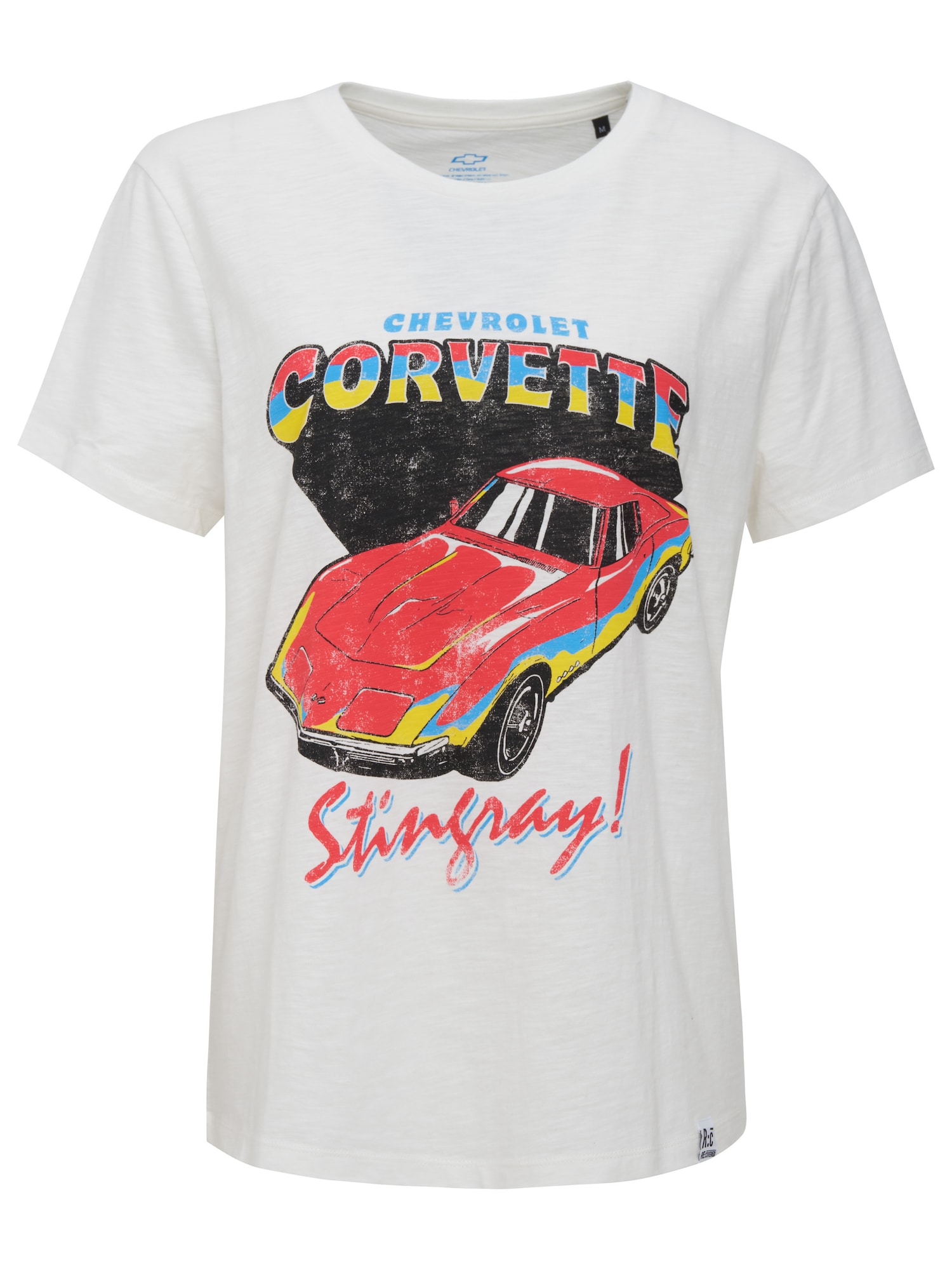 Recovered Majica 'Corvette Stingray'  rumena / rdeča / črna / jajčna lupina