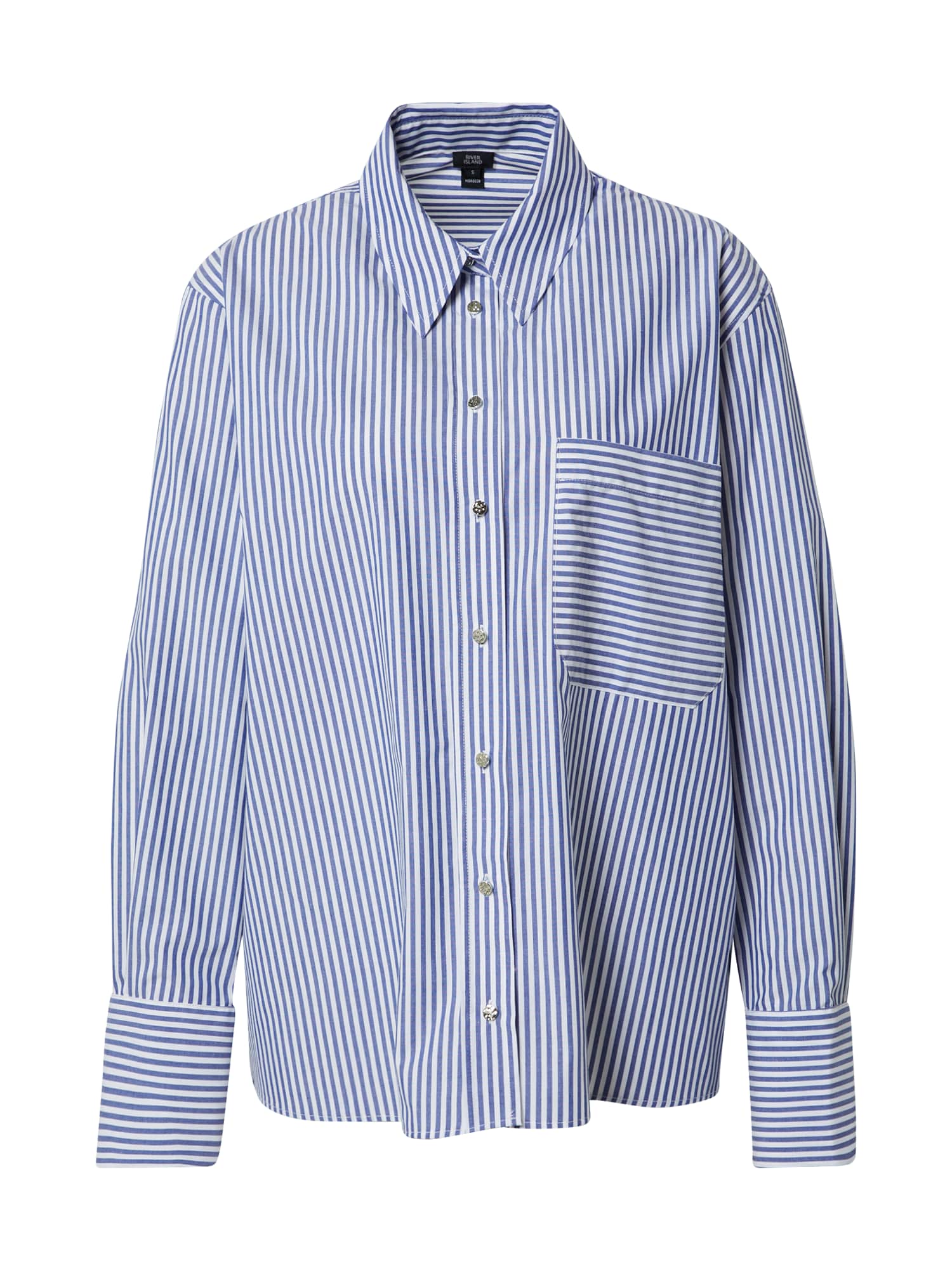 River Island Bluza 'POPLIN'  modra / off-bela