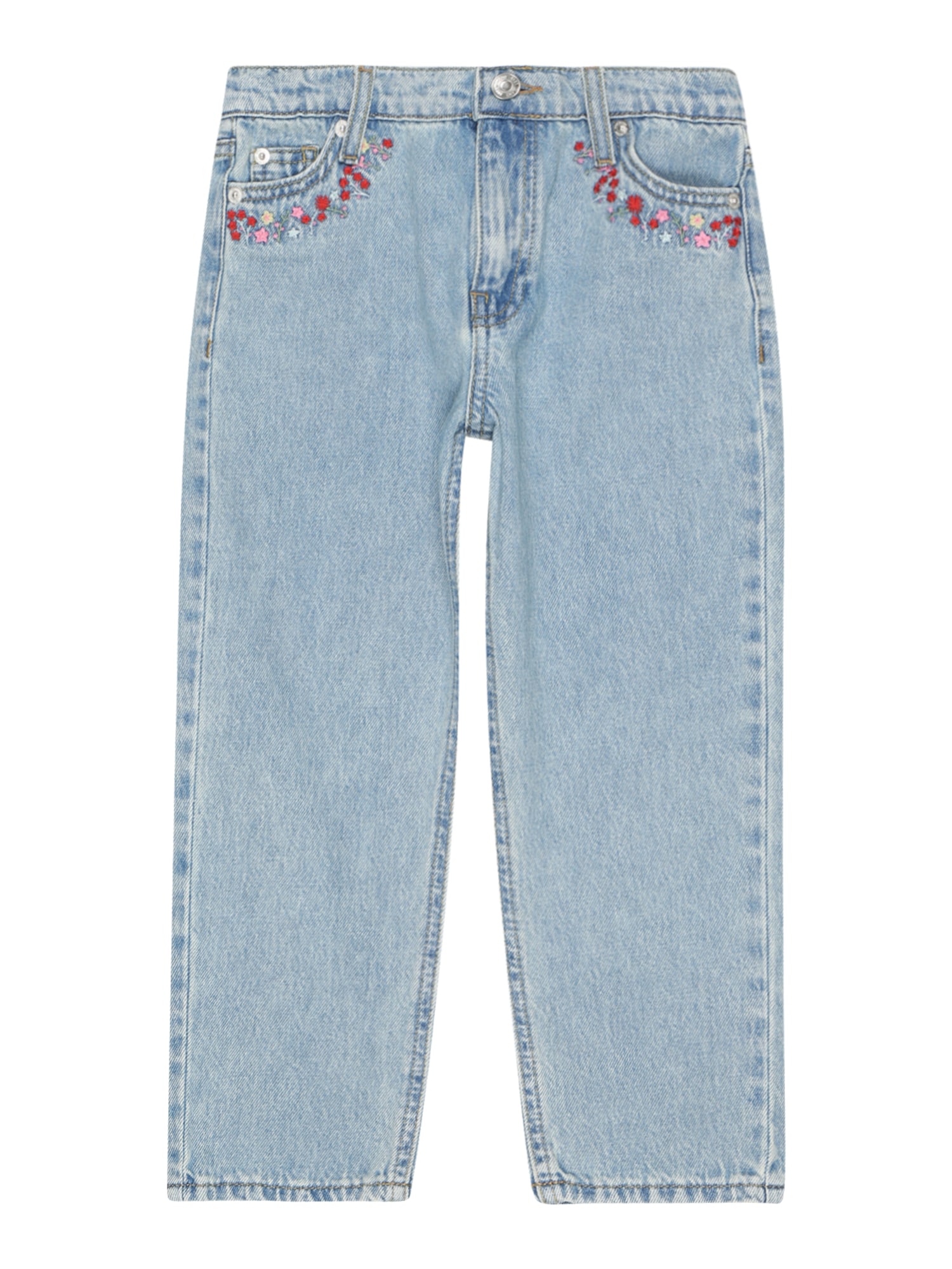 River Island Kavbojke  moder denim / pastelno zelena / svetlo roza / karminsko rdeča