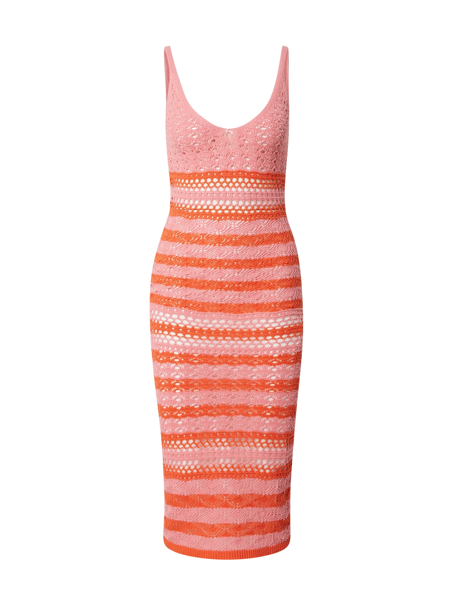 River Island Pletena obleka  oranžna / svetlo roza