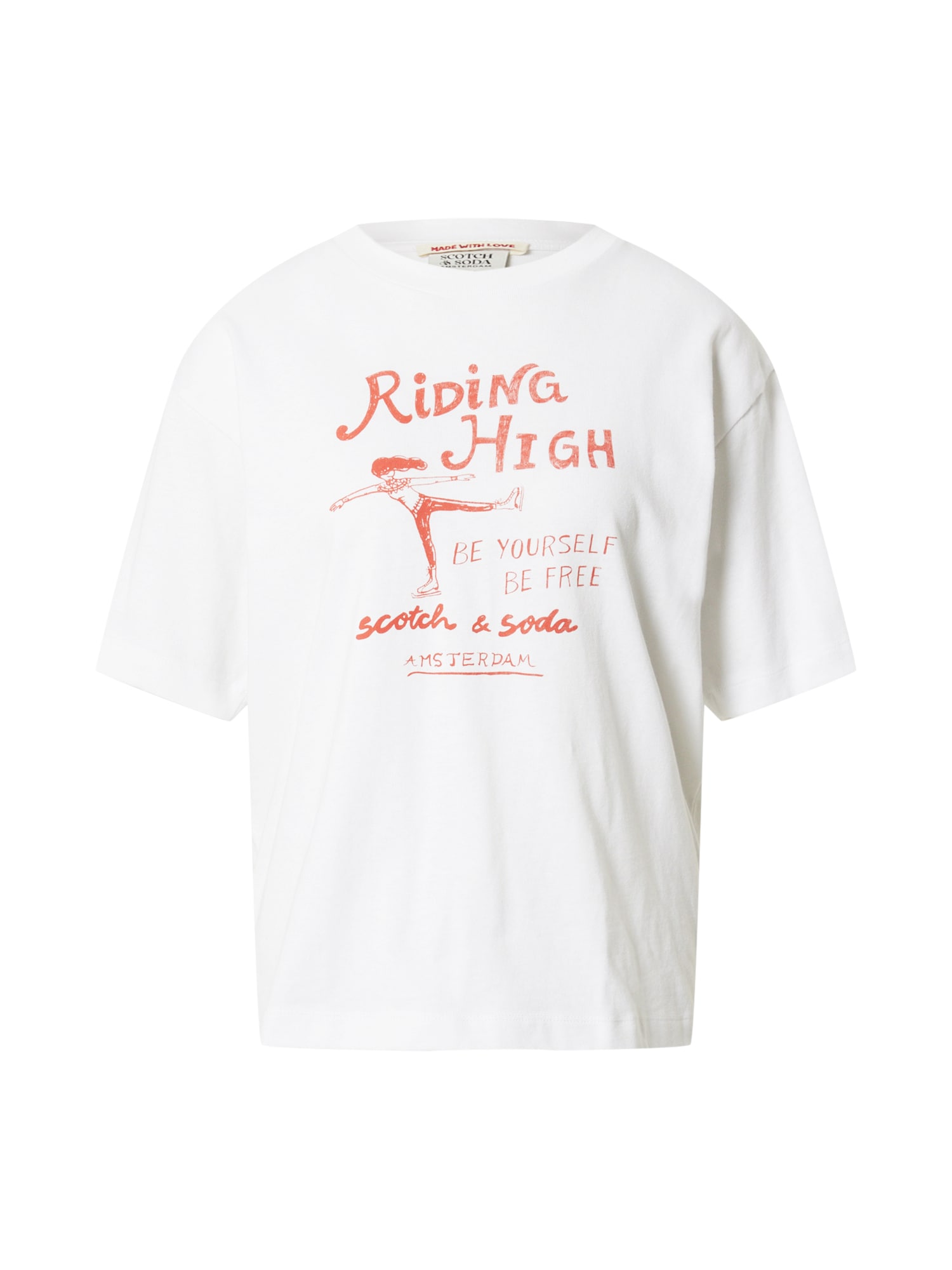 SCOTCH & SODA Majica  oranžno rdeča / bela