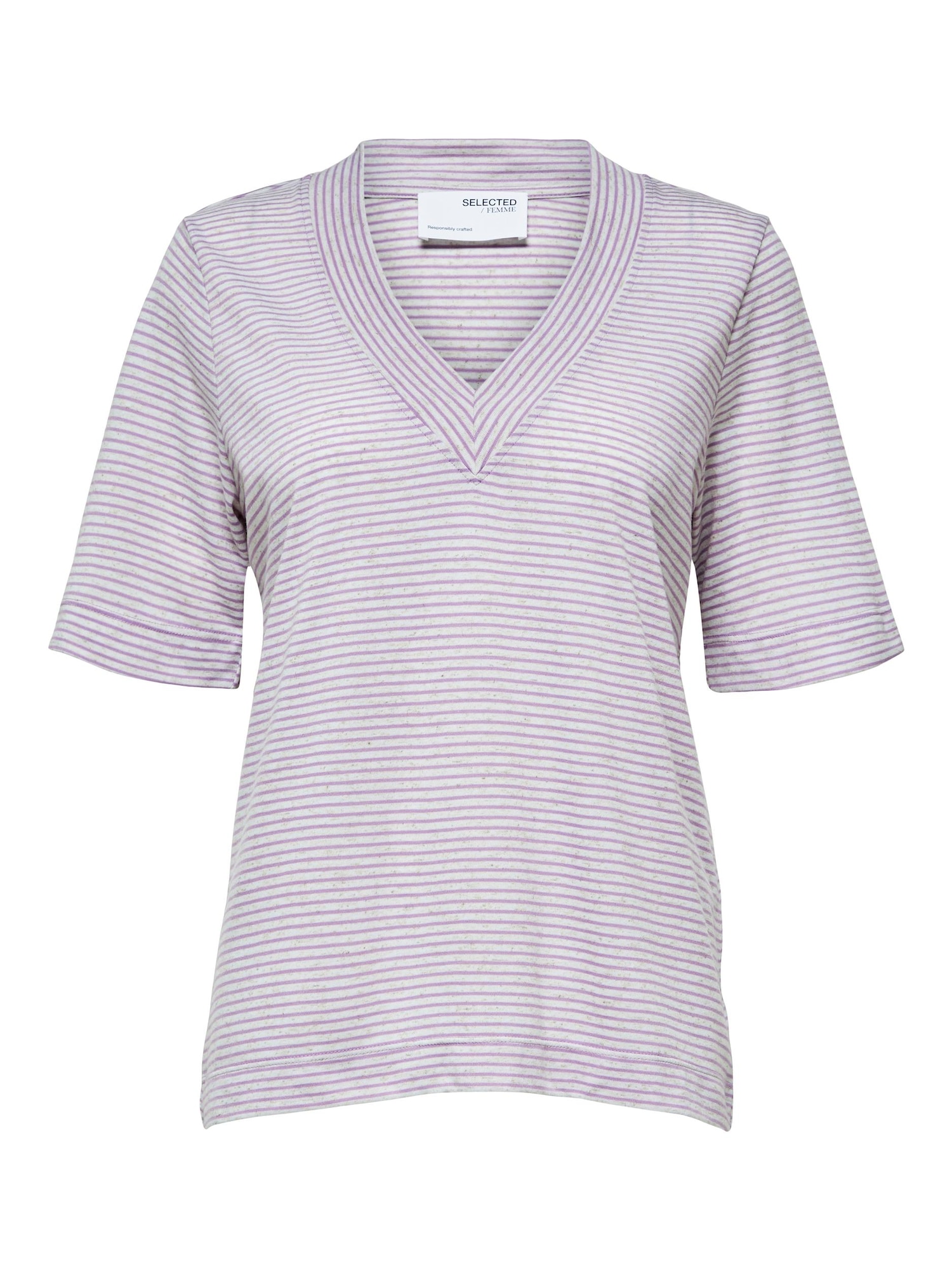 SELECTED FEMME Majica 'Ivy'  svetlo lila / pegasto bela