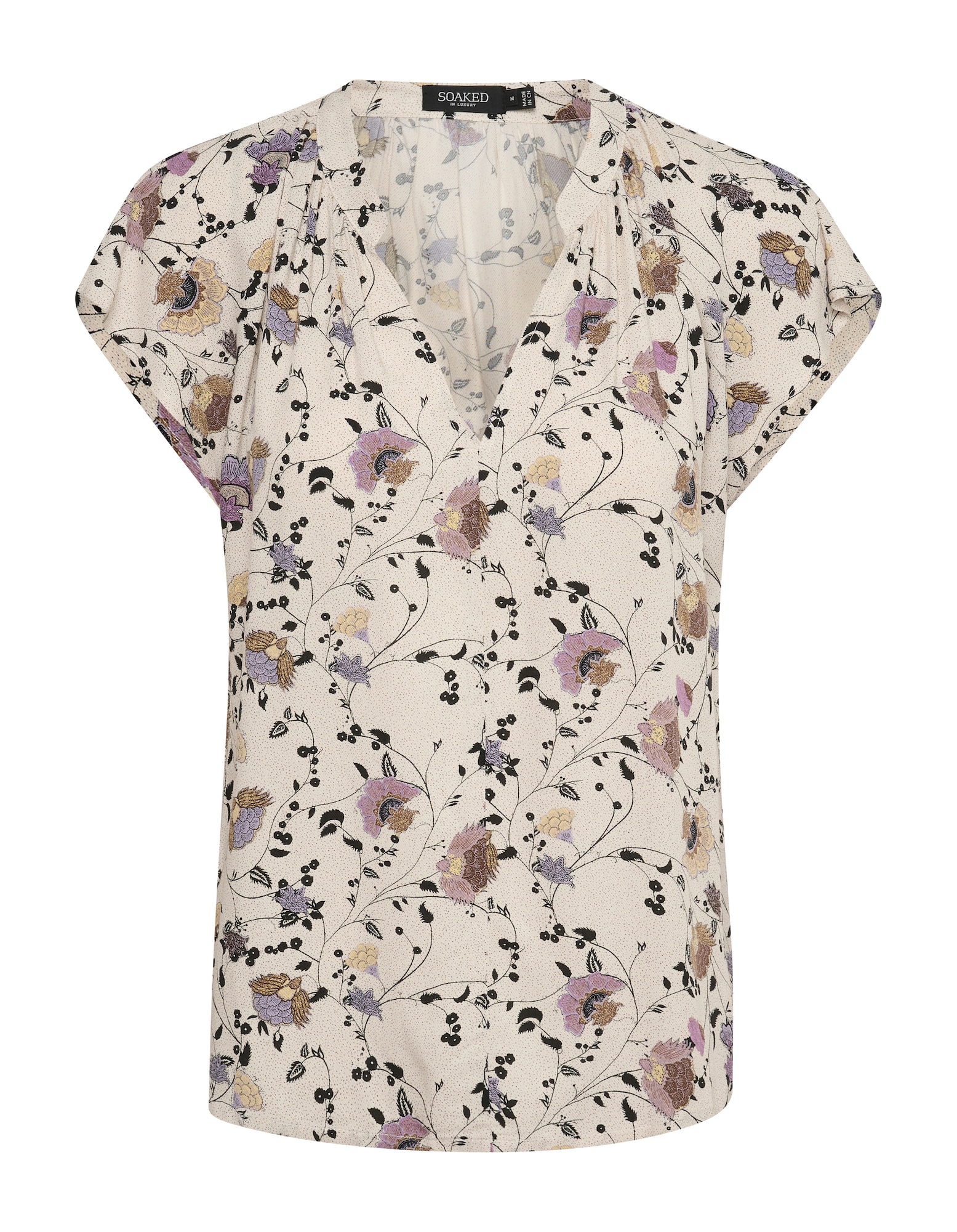 SOAKED IN LUXURY Bluza 'Marian'  kremna / rumena / pastelno lila / črna