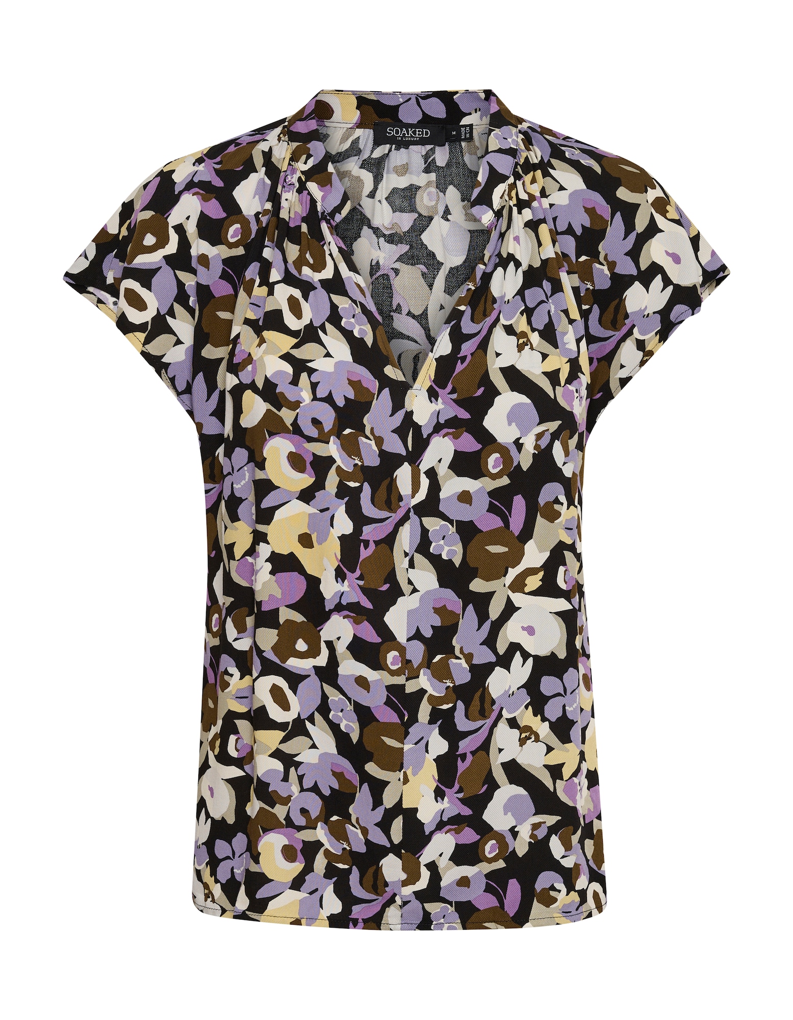 SOAKED IN LUXURY Bluza 'Marian'  sepija / svetlo lila / črna / off-bela