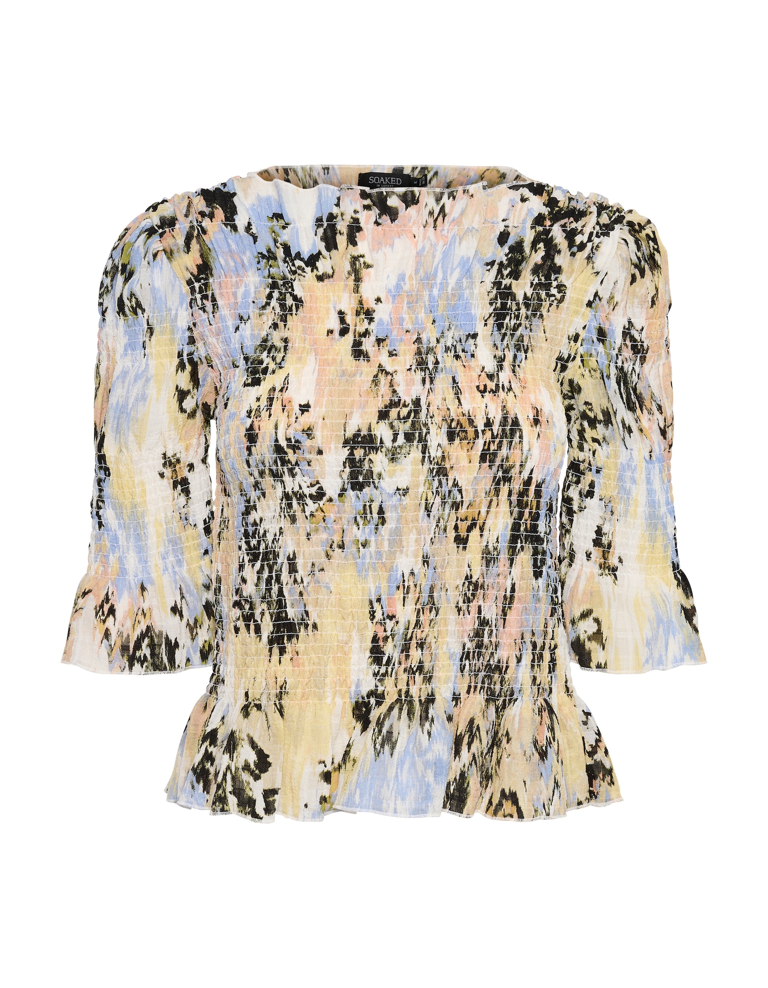 SOAKED IN LUXURY Bluza 'Olympia'  svetlo modra / svetlo rjava / kaki / bela