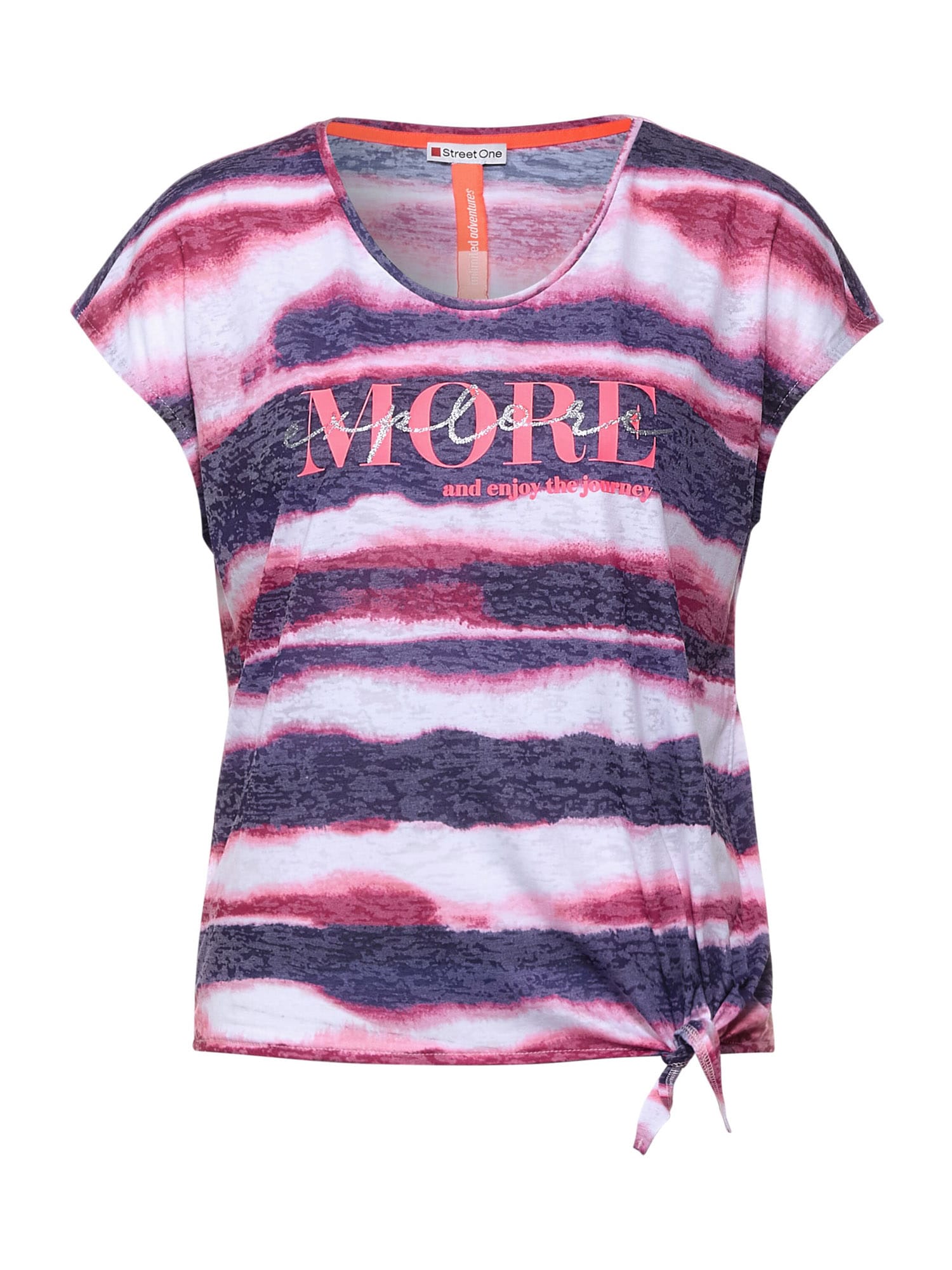 STREET ONE Majica  temno liila / roza / srebrna / bela