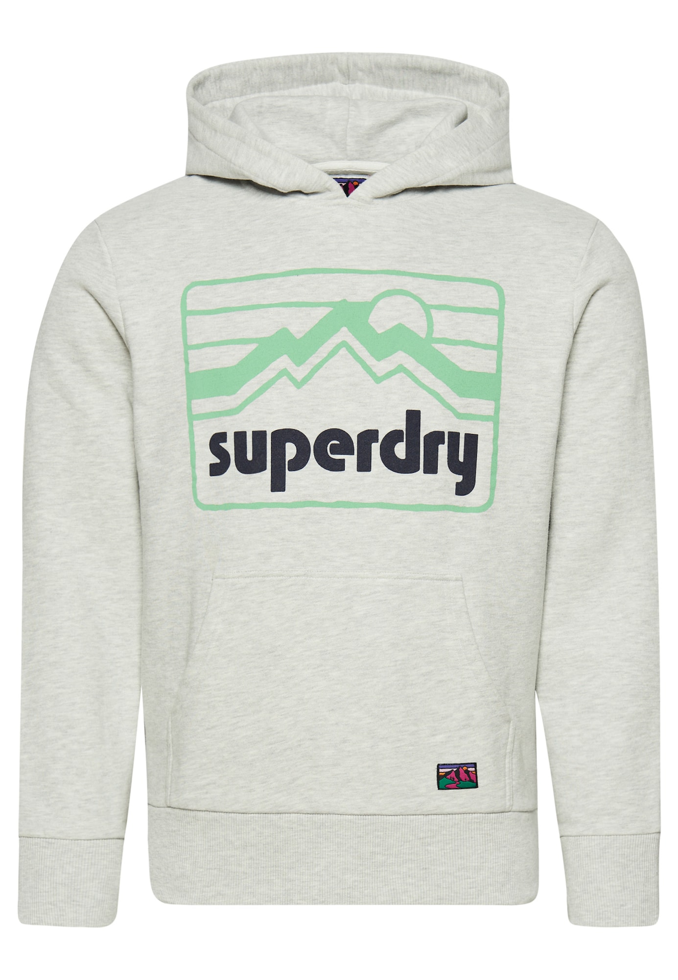 Superdry Majica  siva / zelena / črna