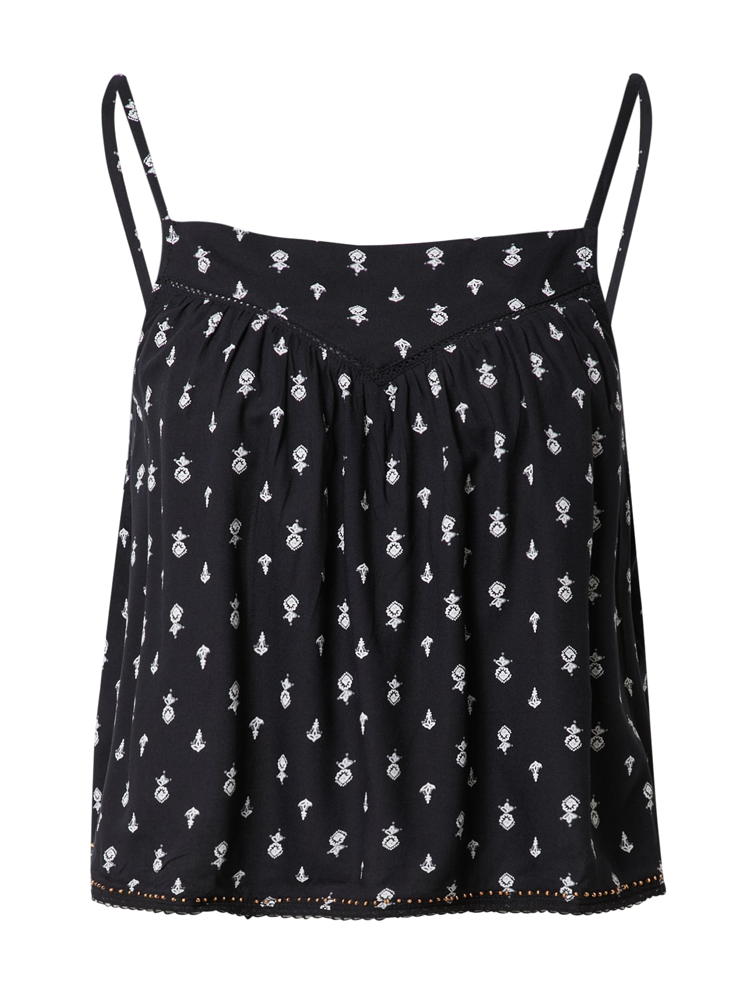 Superdry Top  svetlo siva / črna / bela